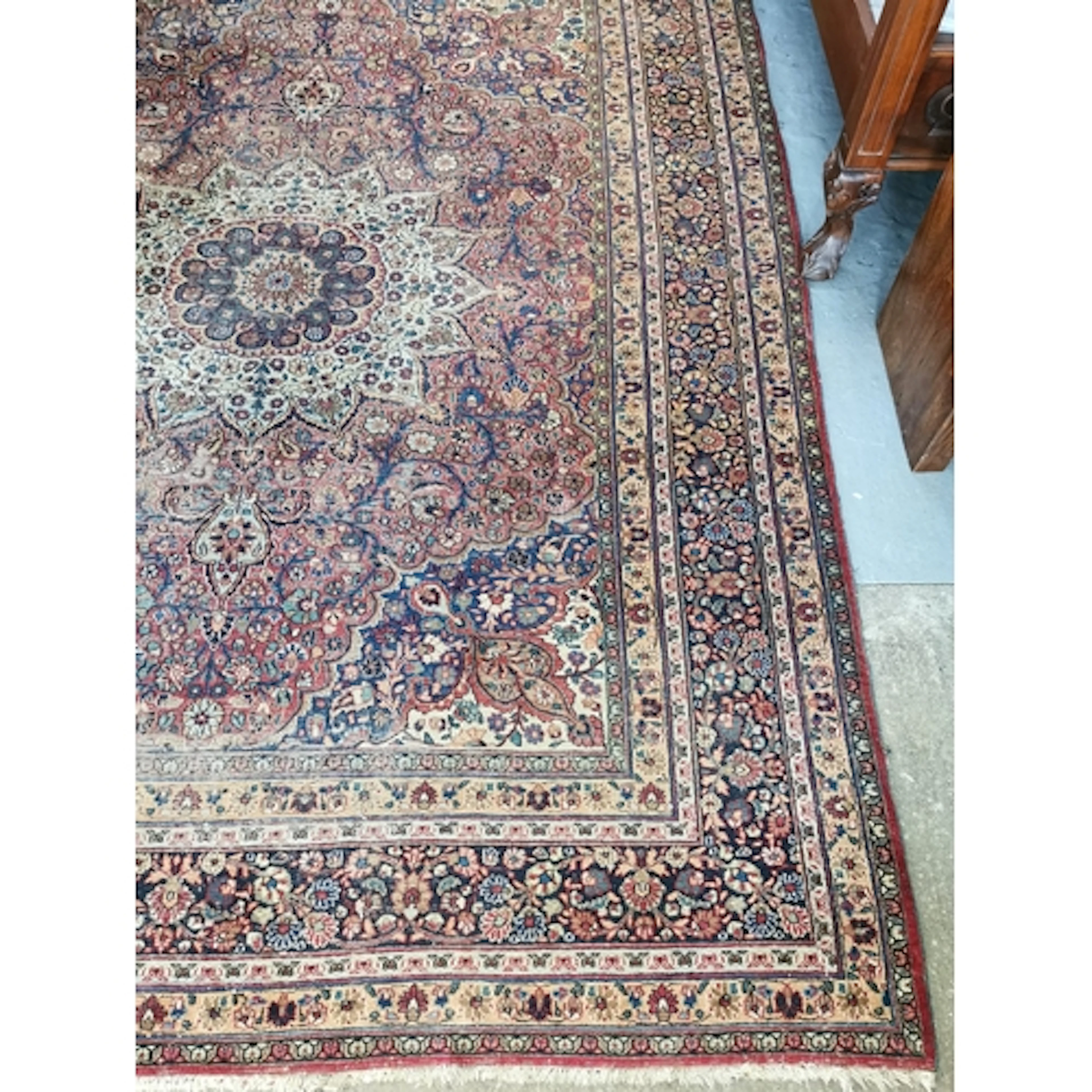 Persian Mashad carpet, overall with central foliate motif, s...