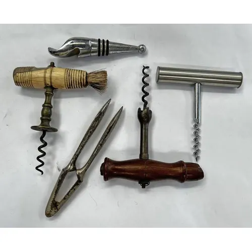 19TH CENTURY BONE HANDLED CORKSCREW (AF) WOOD HANDLED CORKSC... | Barnebys