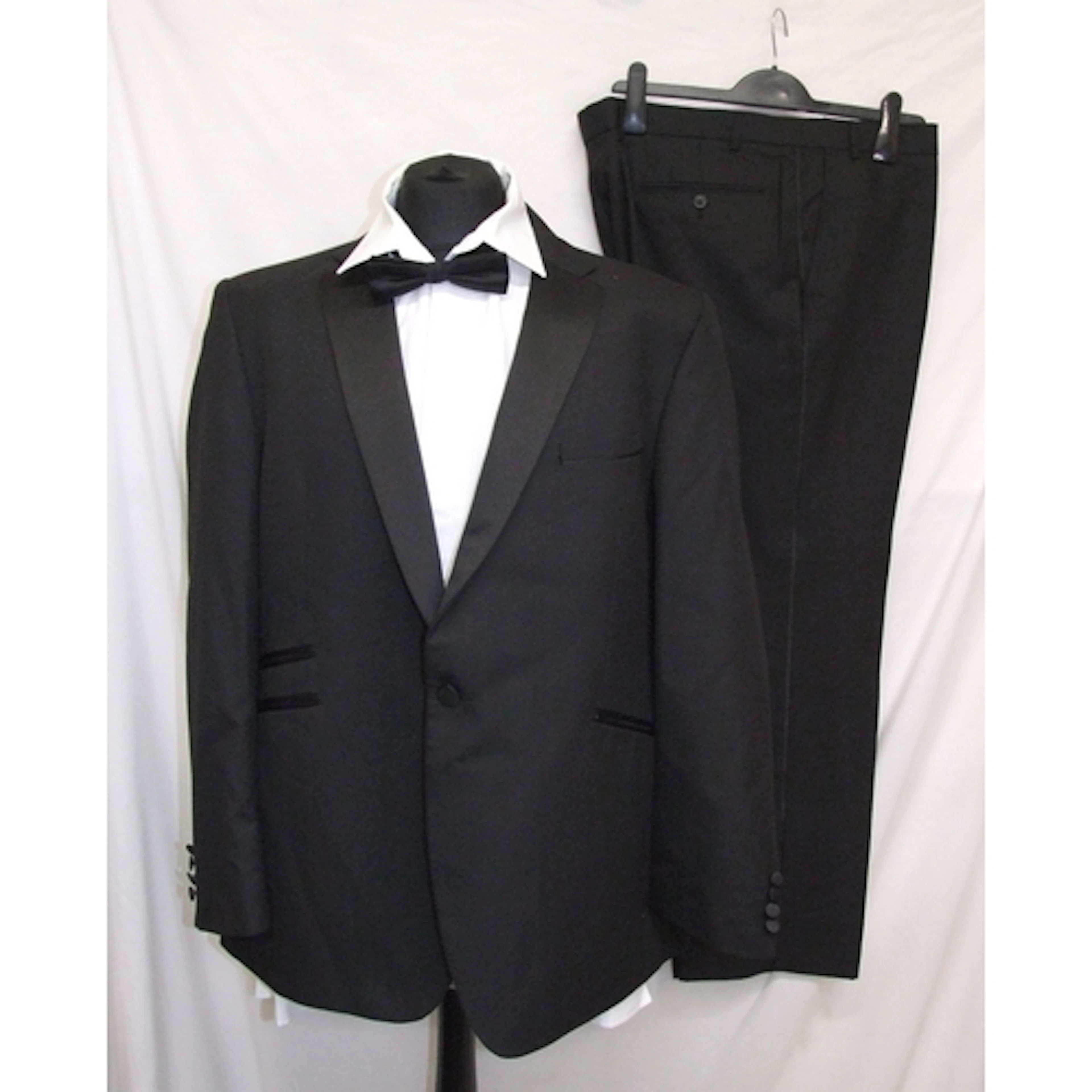 Mens M&S Black Dinner Suit, jacket size 48, trousers 42"W/31...