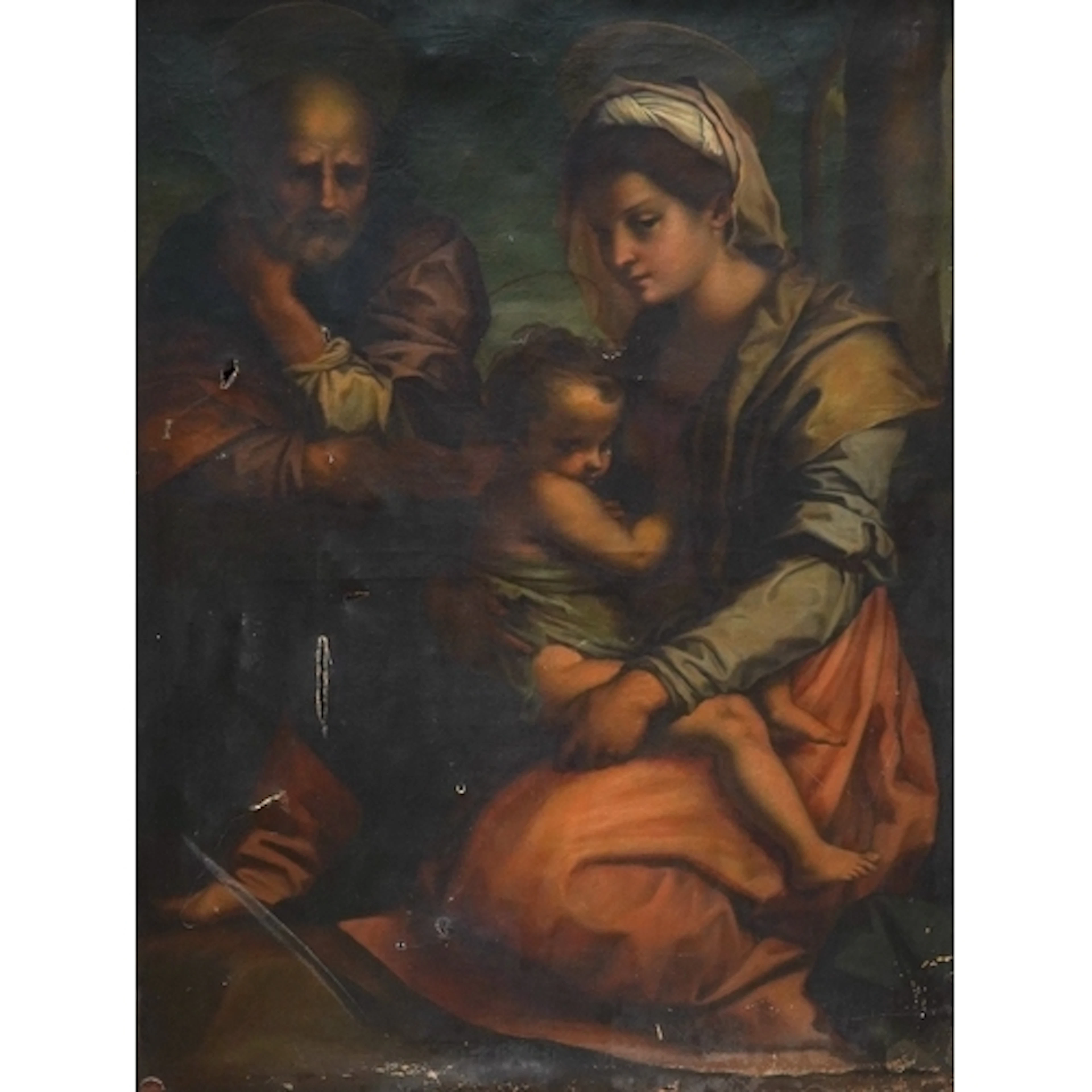 After Andrea del Sarto (Italian, 1486-1530, Holy family, oil...