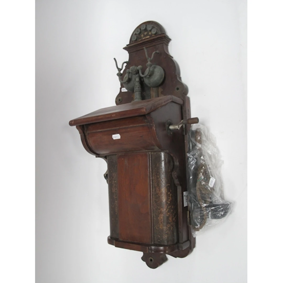 c.1890-1900 British-made Ericsson wooden wall telephone, Mod...