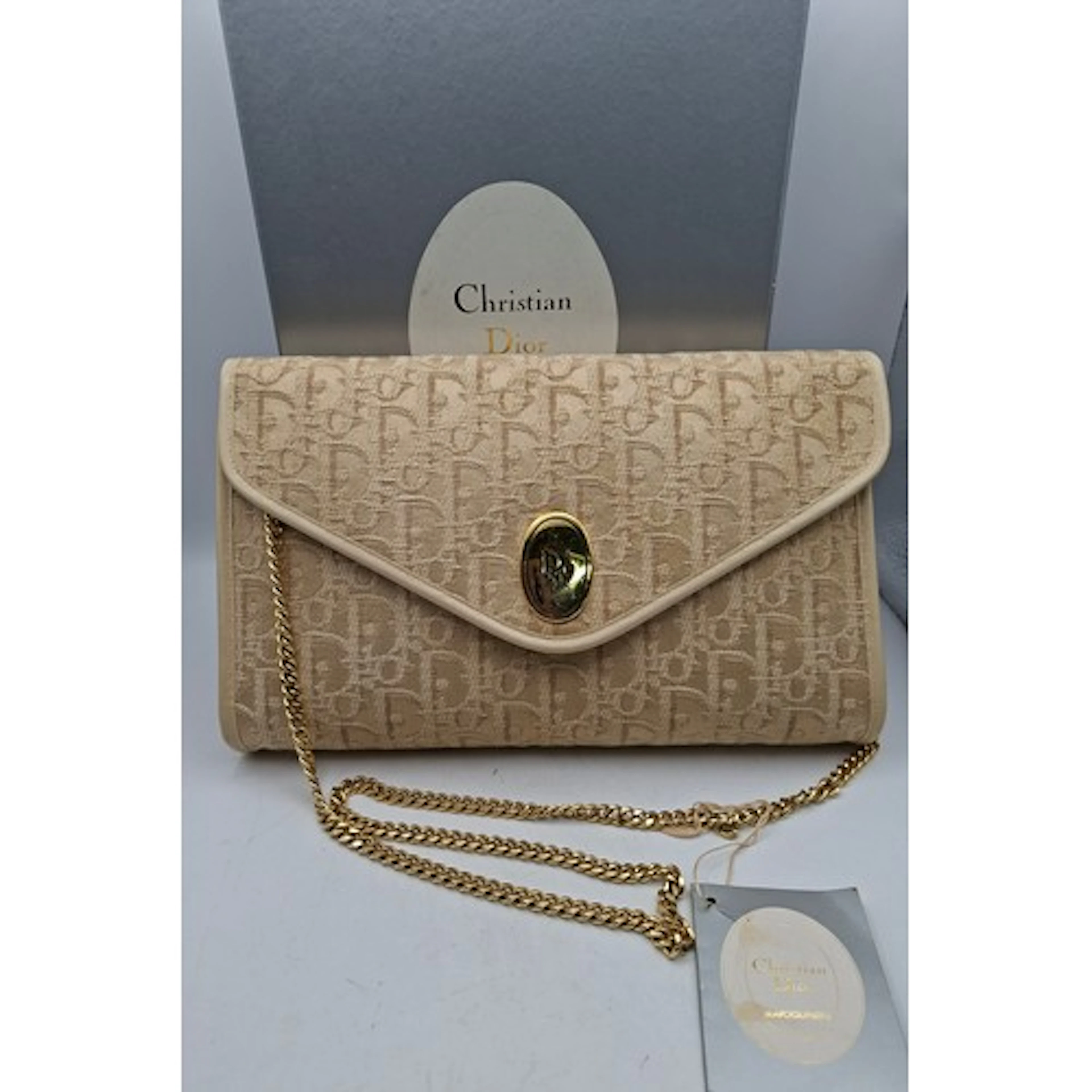 Christian Dior- A vintage monogrammed cream fabric shoulder ...