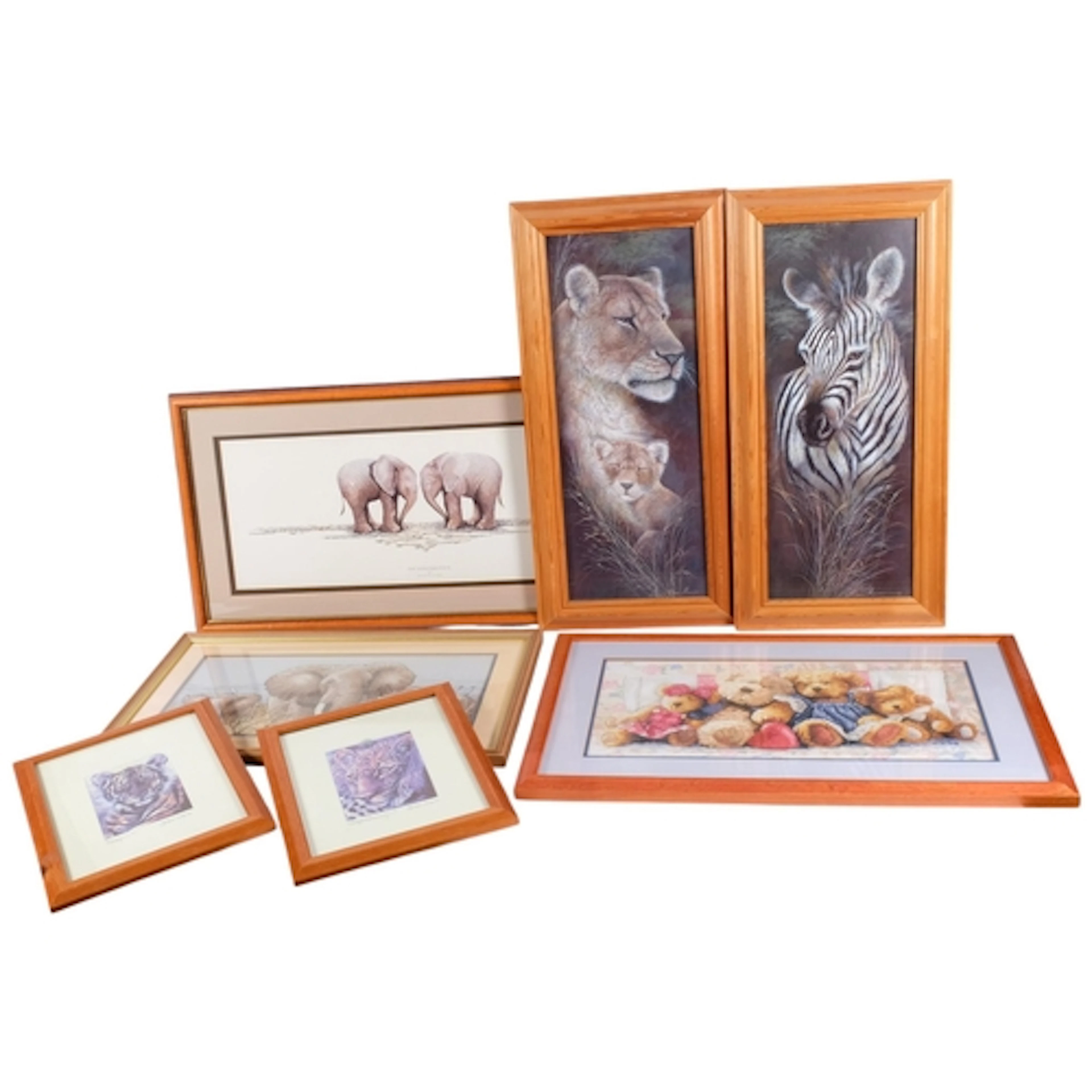 A selection of various prints and embroideries depicting ani...