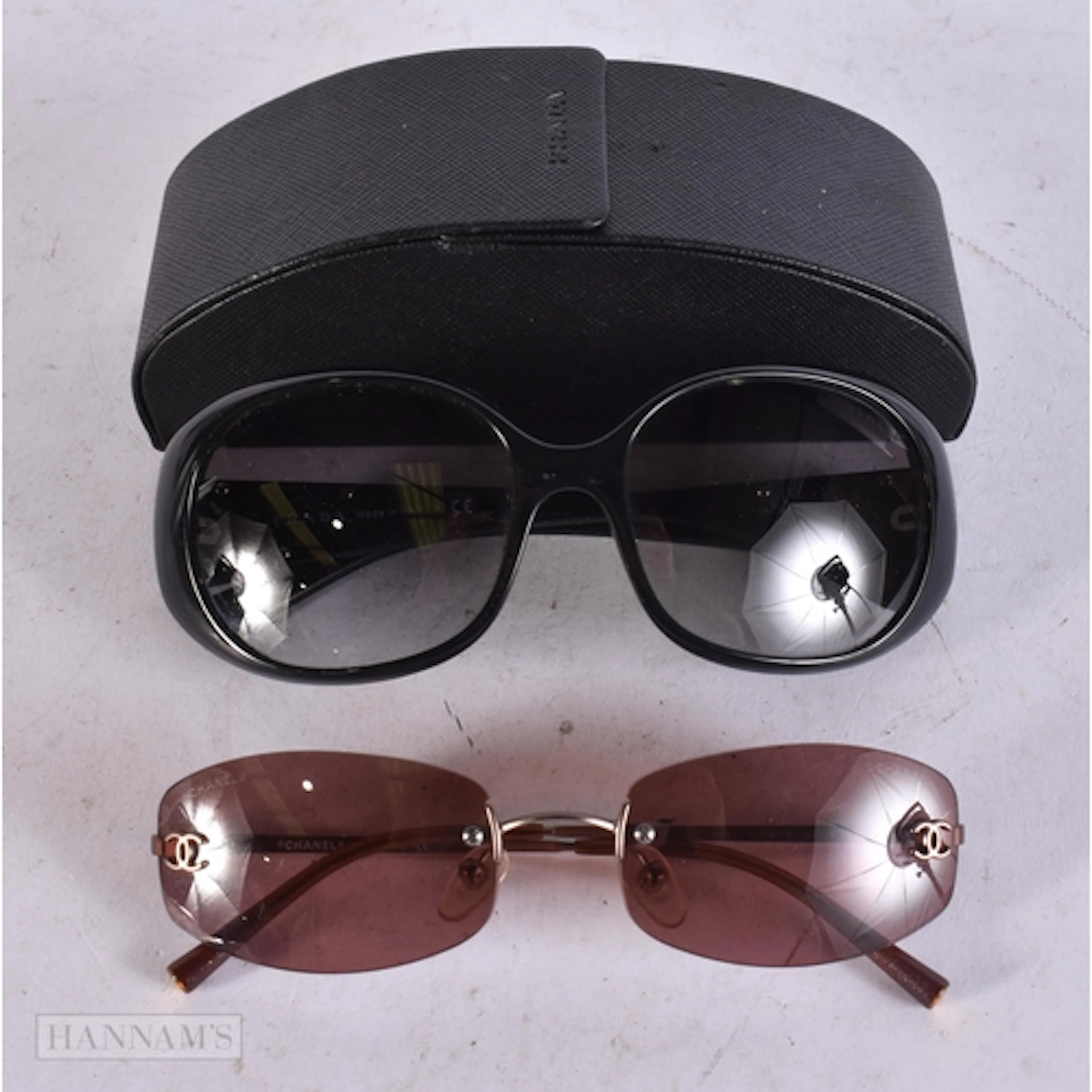 Prada Chanel Branded Designer Sunglasses Rimless Pink Lenses...