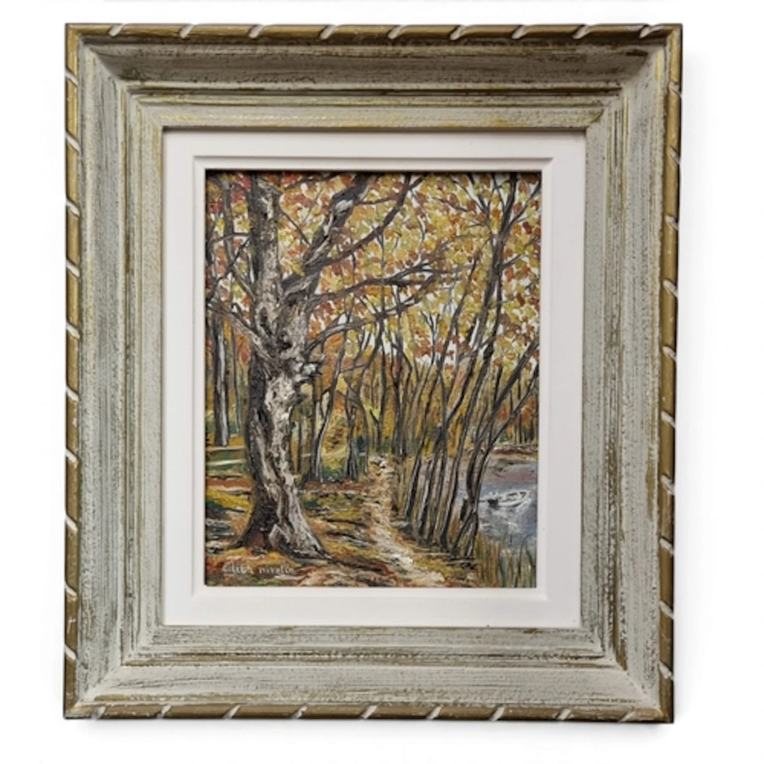 Edit Niville. A 20th Century Oil on Canvas of a wooded lands...
