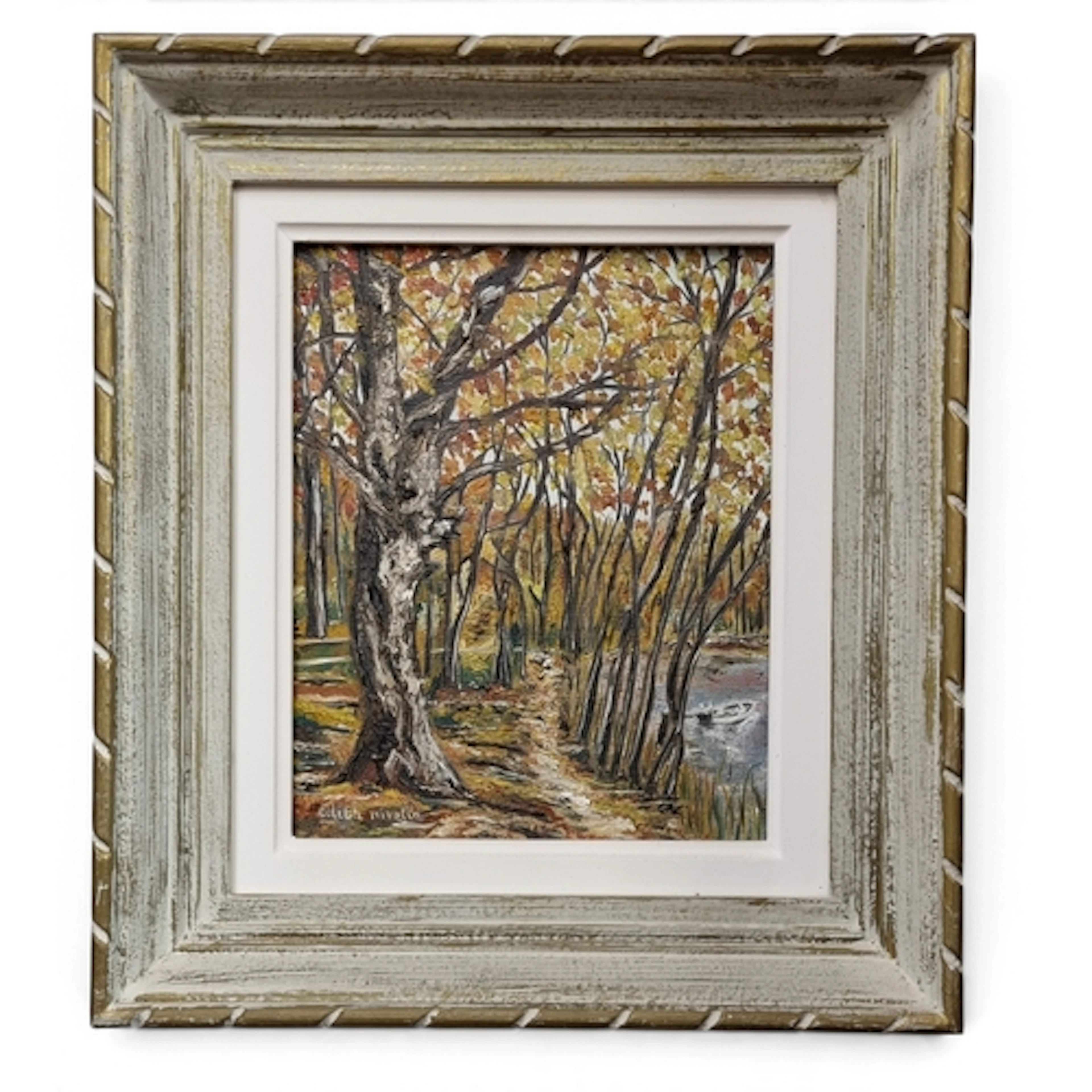 Edit Niville. A 20th Century Oil on Canvas of a wooded lands...