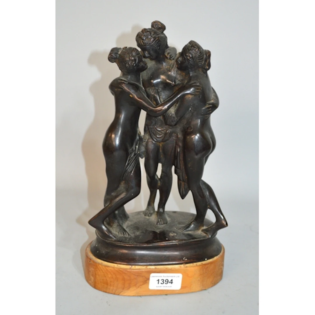 Reproduction dark patinated bronze group ' The Three Graces ...