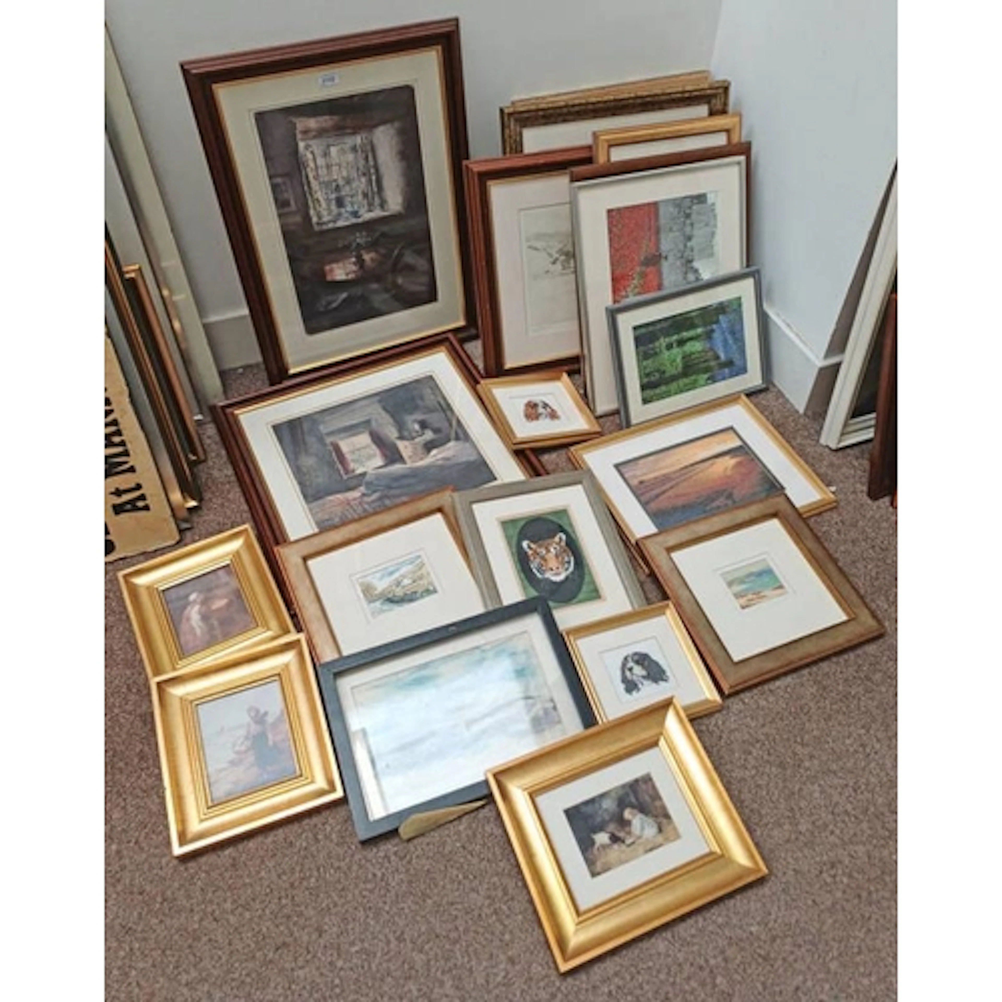 LARGE SELECTION OF EMBROIDERY PICTURES, W RUSSELL FLINT PRIN...