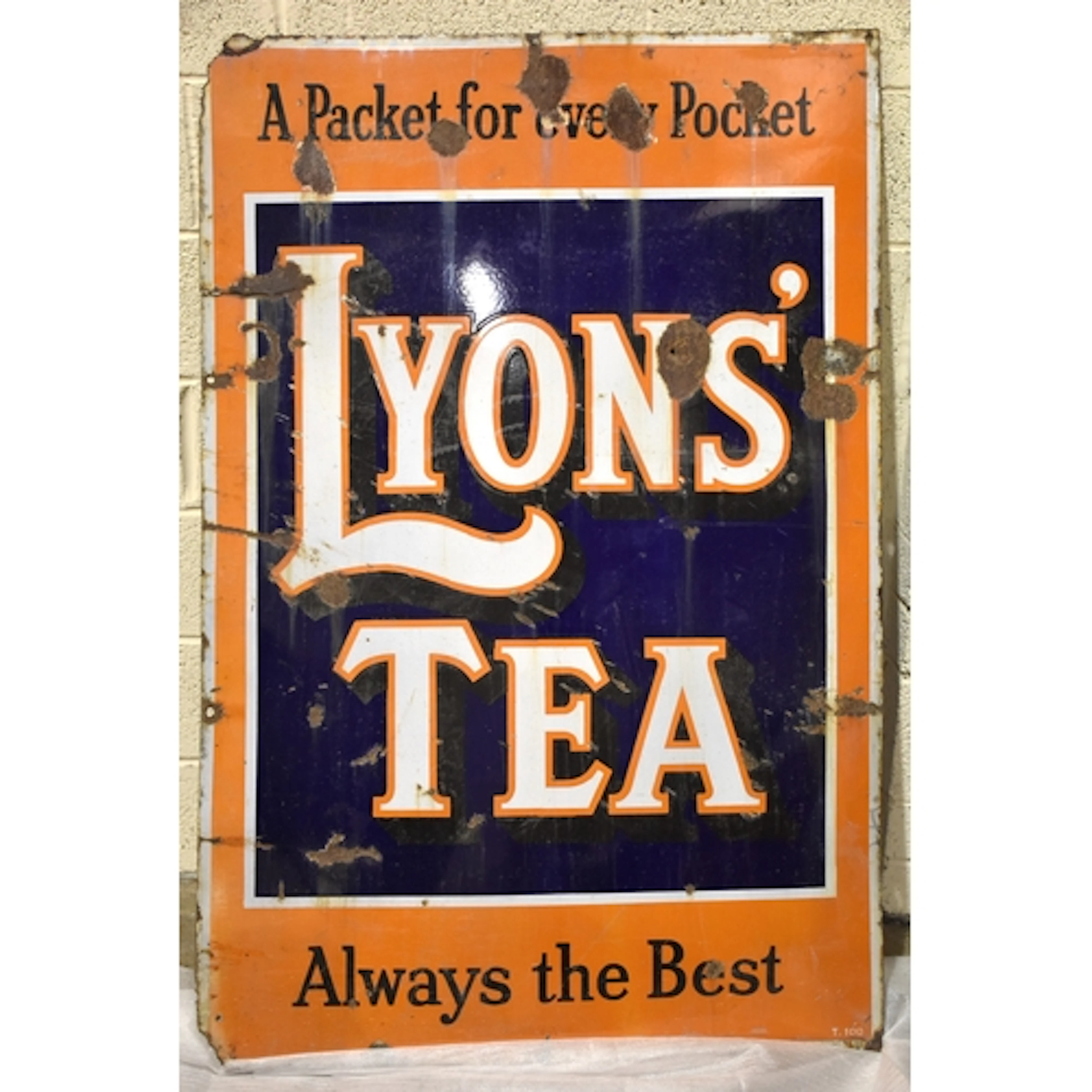A large Lyons Tea enamelled advertising sign, "A Packet for ...