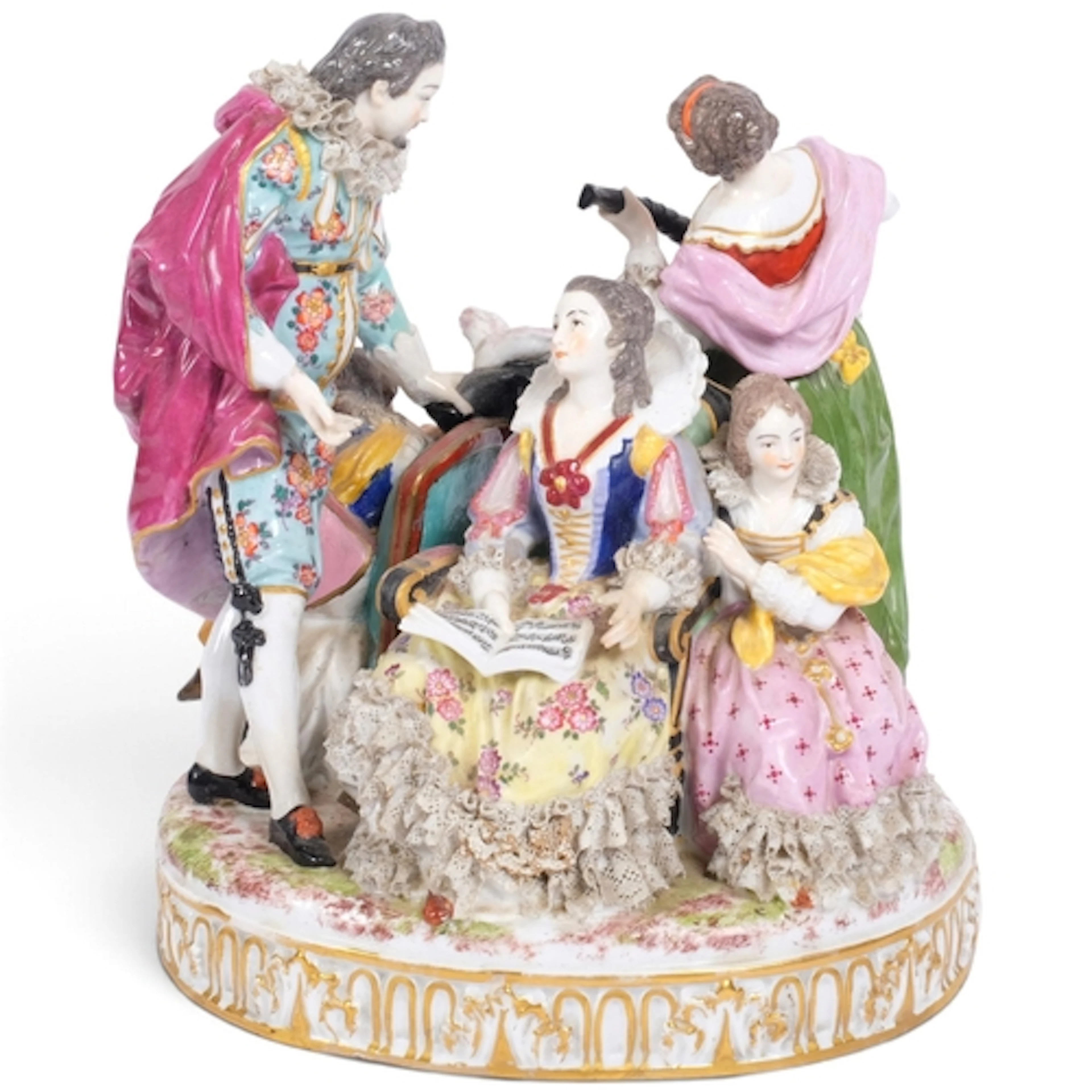 An Antique Continental porcelain group, Rococo style, possib...