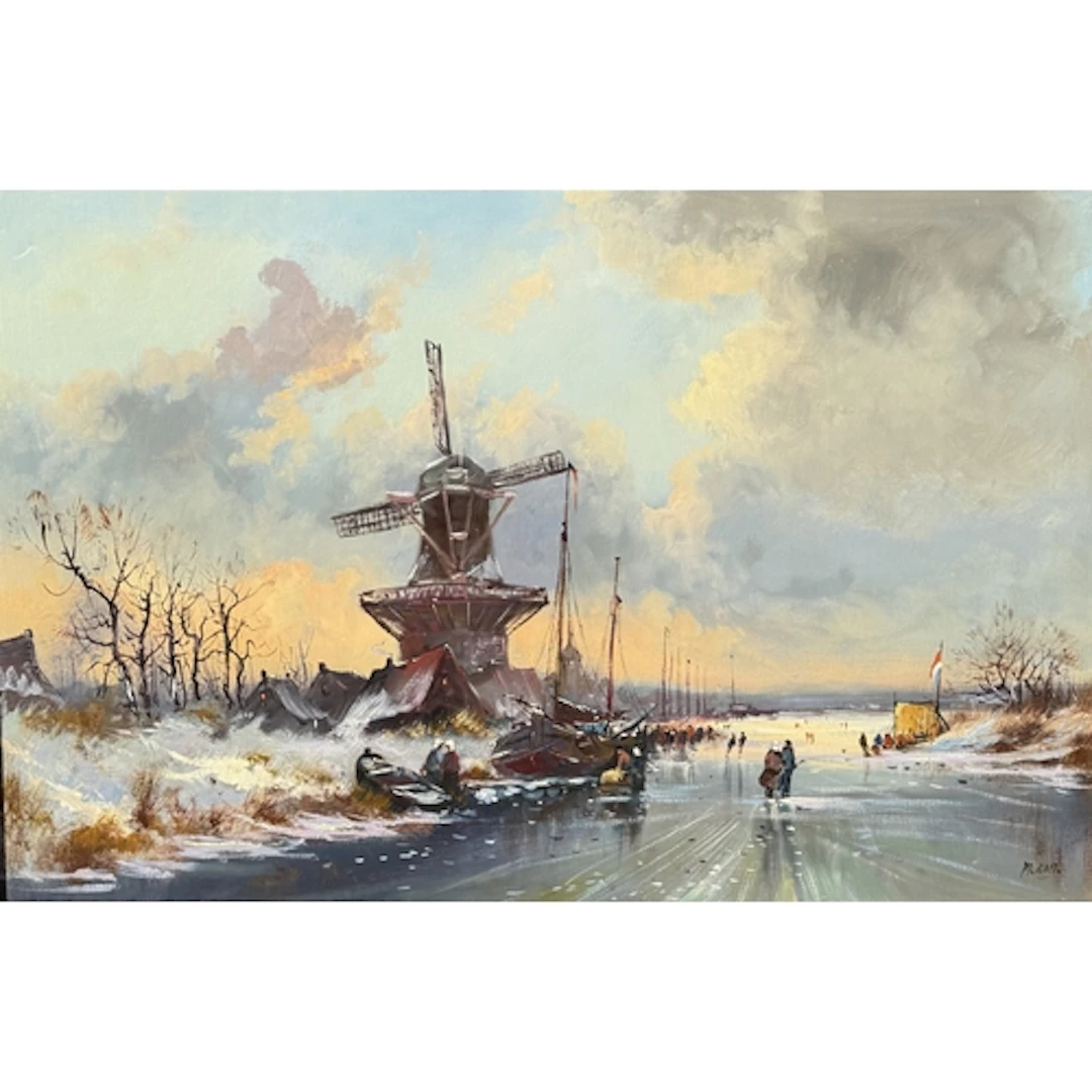 20TH CENTURY DUTCH SCHOOL (MEISNER): THE MILL IN WINTER Oil ...