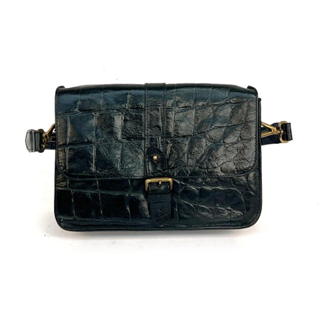 A Mulberry black leather handbag, 29cmW