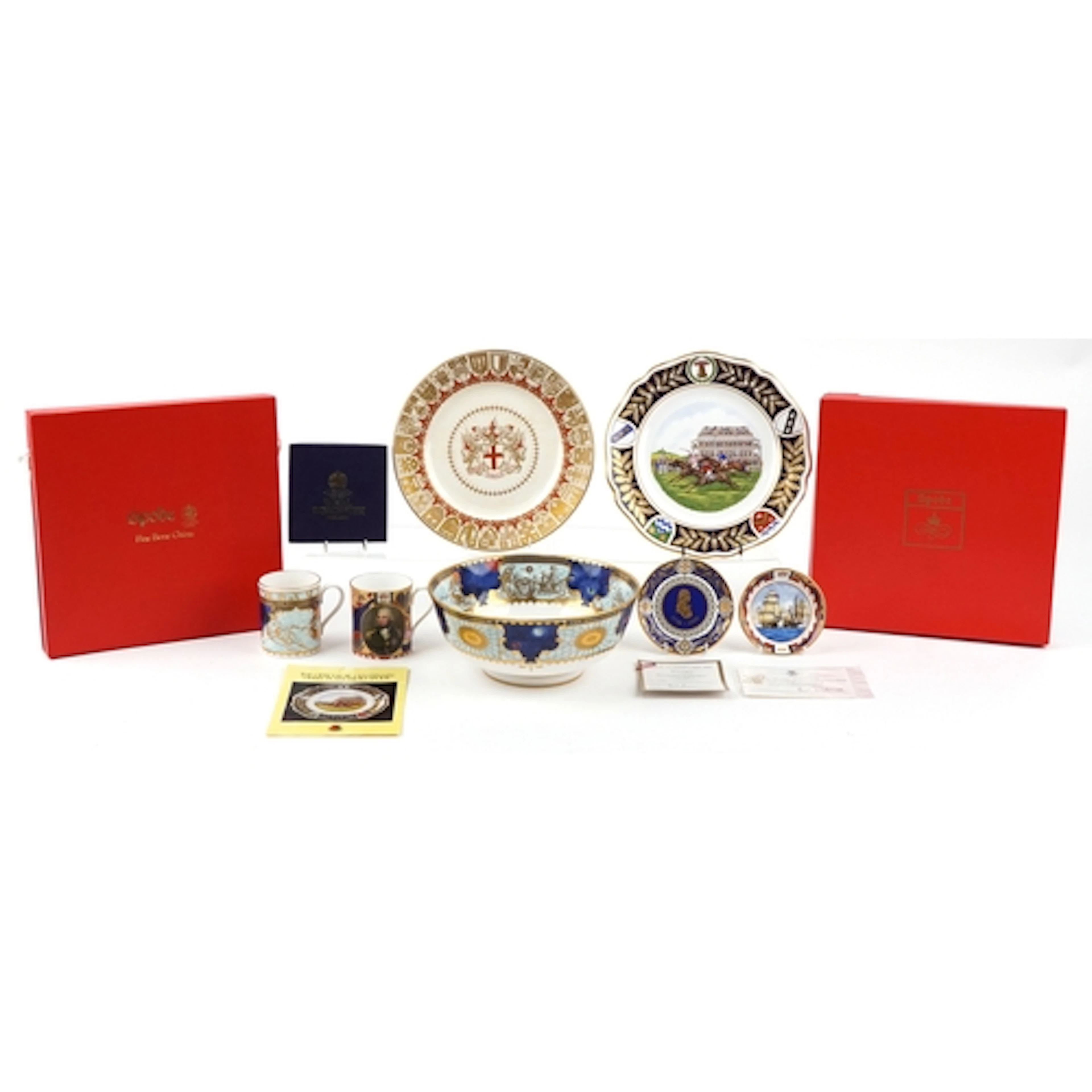Collectable china including two boxed Spode plates, Royal Wo...
