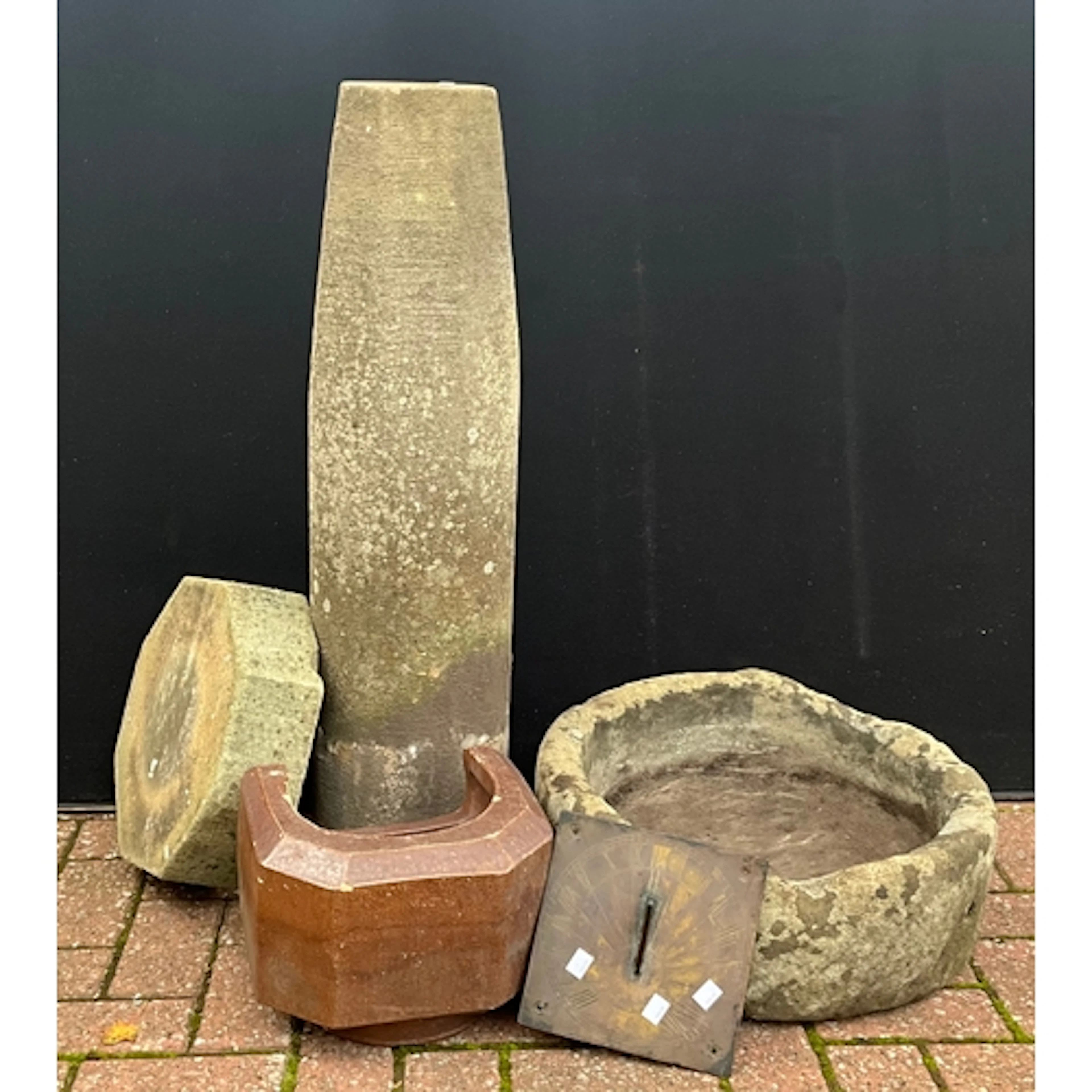 Architectural salvage - tapering stone column with rounded b...
