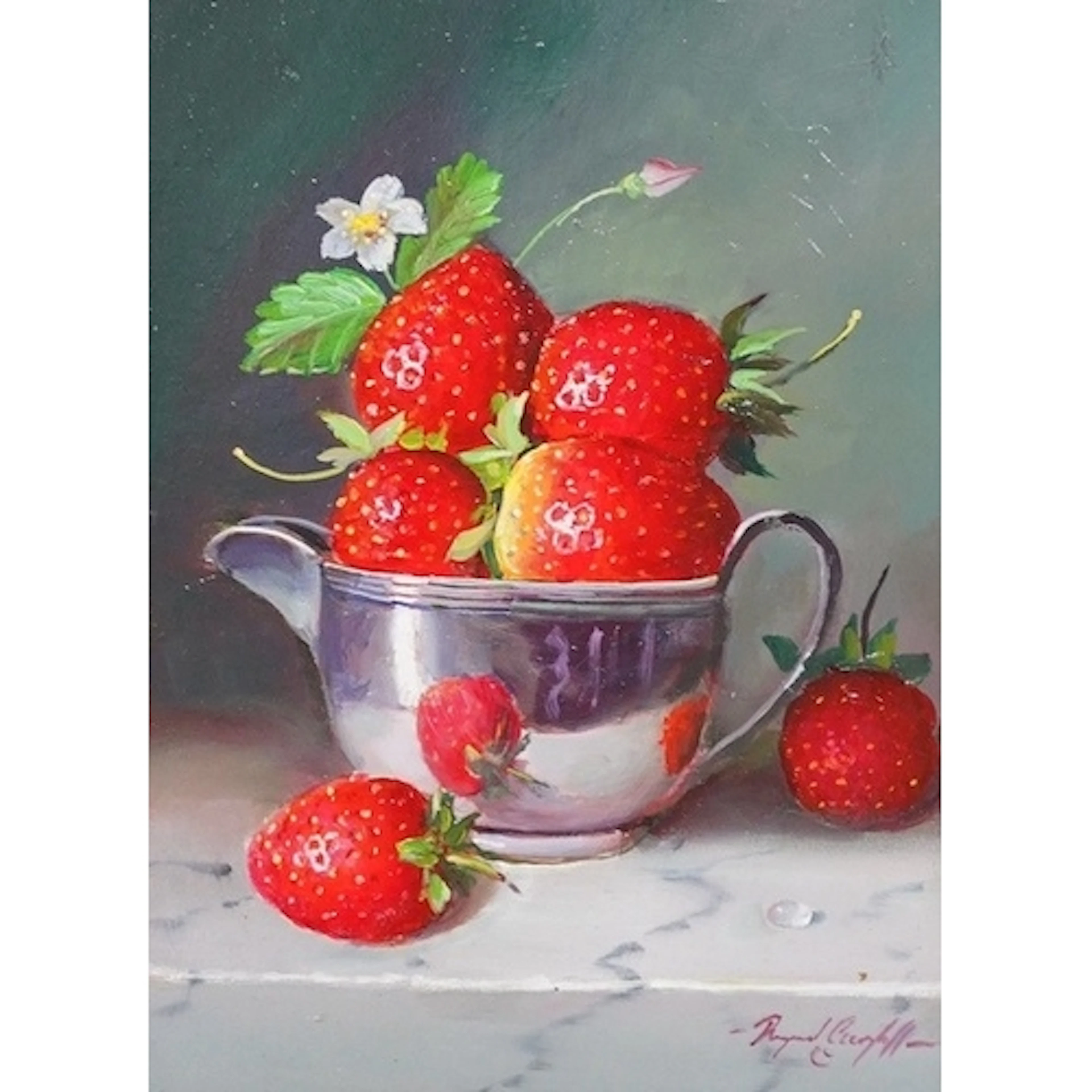 Raymond Campbell (b.1956), 'Strawberries in Silver Cream Jug...