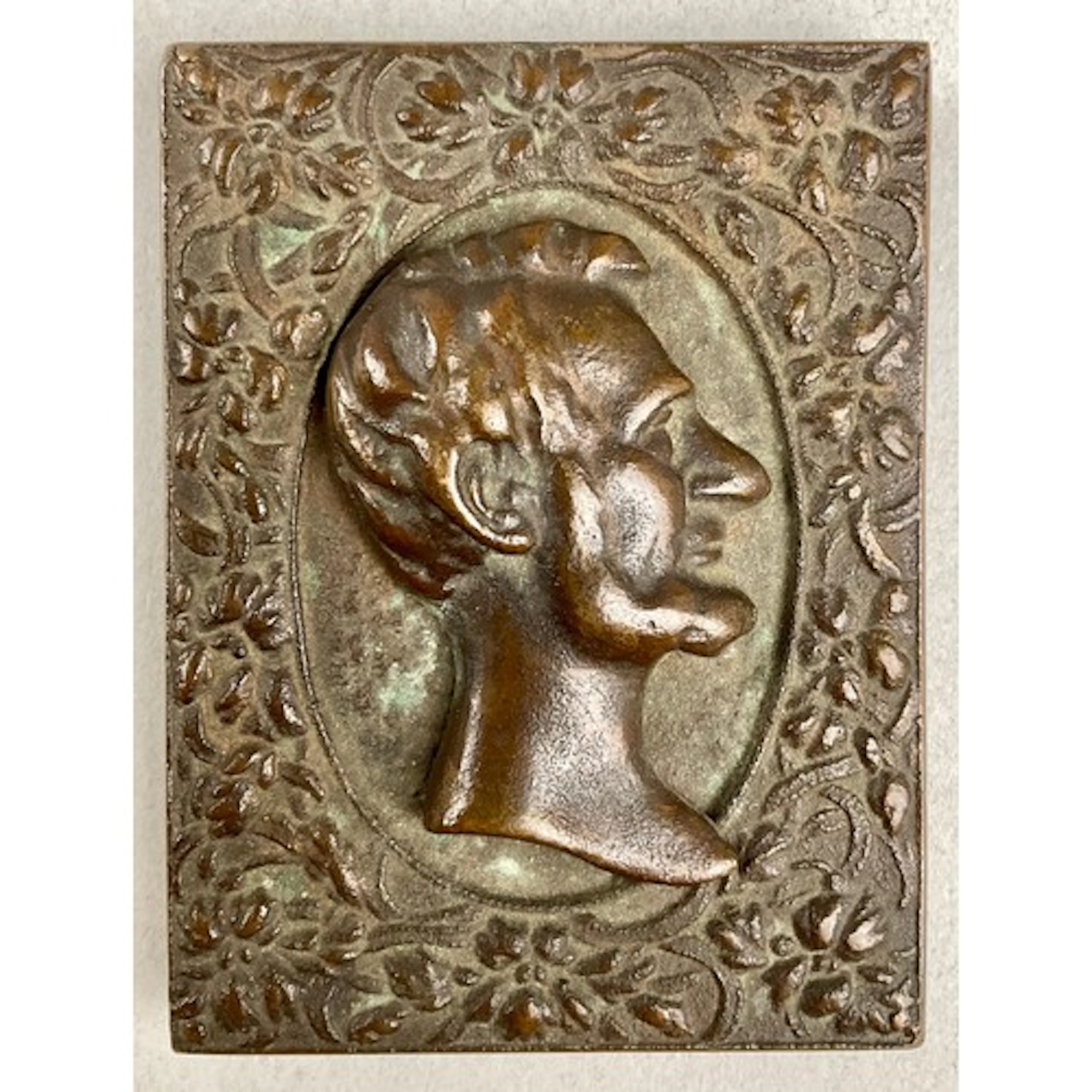 American History - a 19th century brown patinated brass rect...