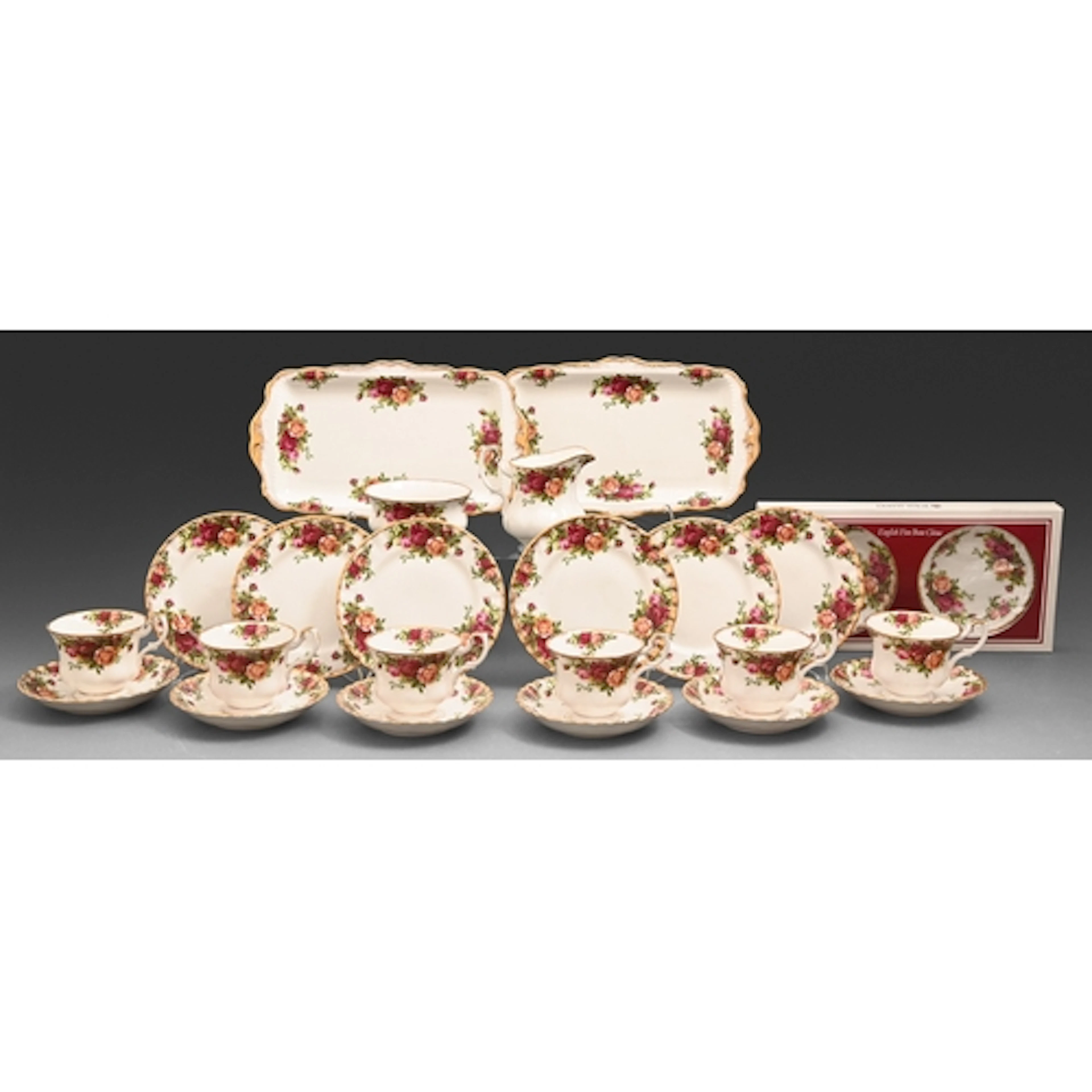A Royal Albert Old Country Roses bone china tea service, pri...