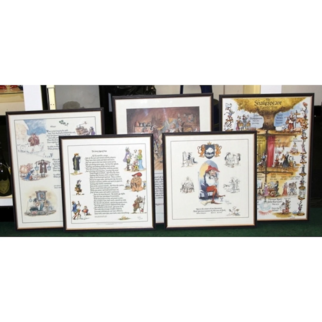 A collection of framed Shakespeare caricature prints by Davi...