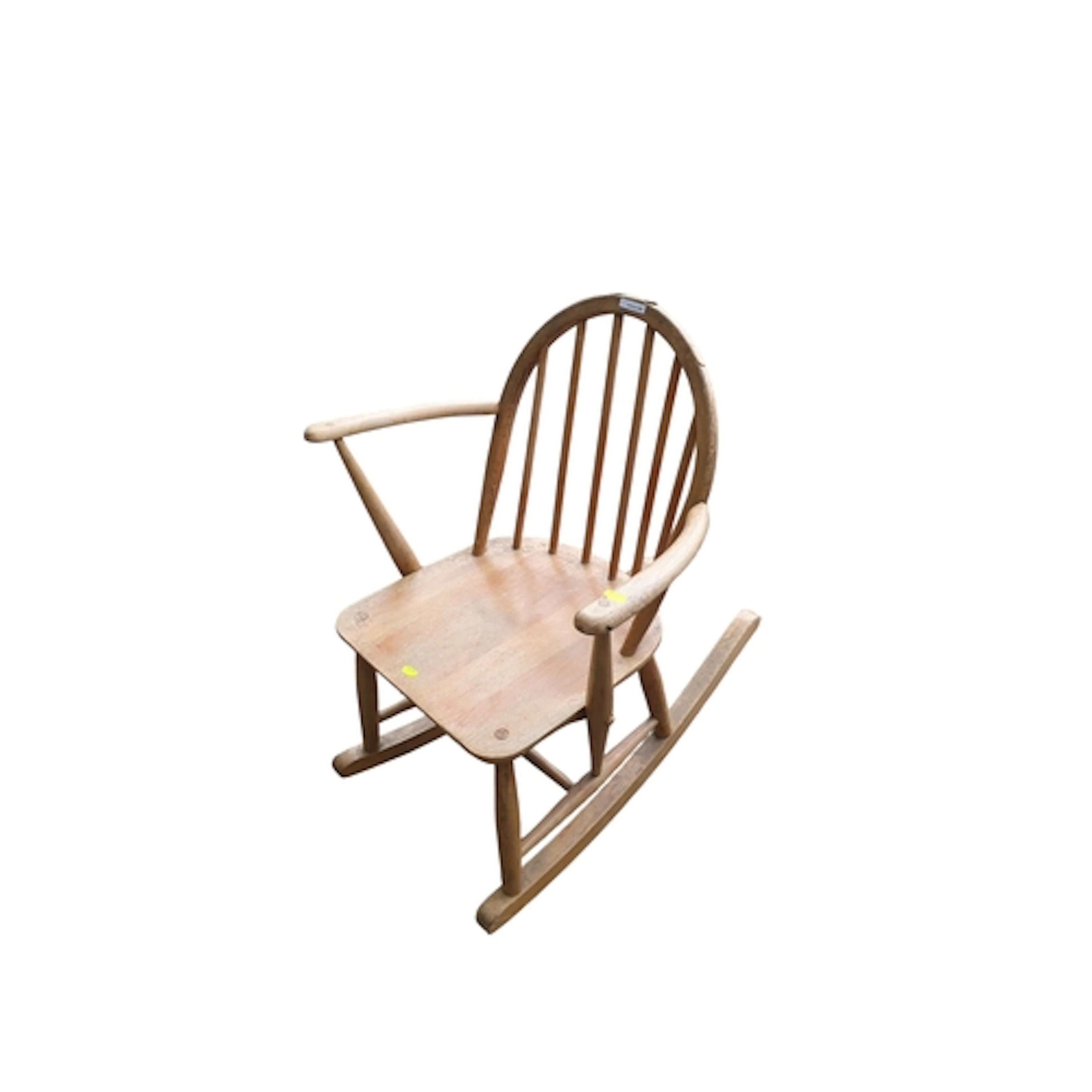 Ercol elm and beech Windsor rocking armchair, with a hoop-sh...