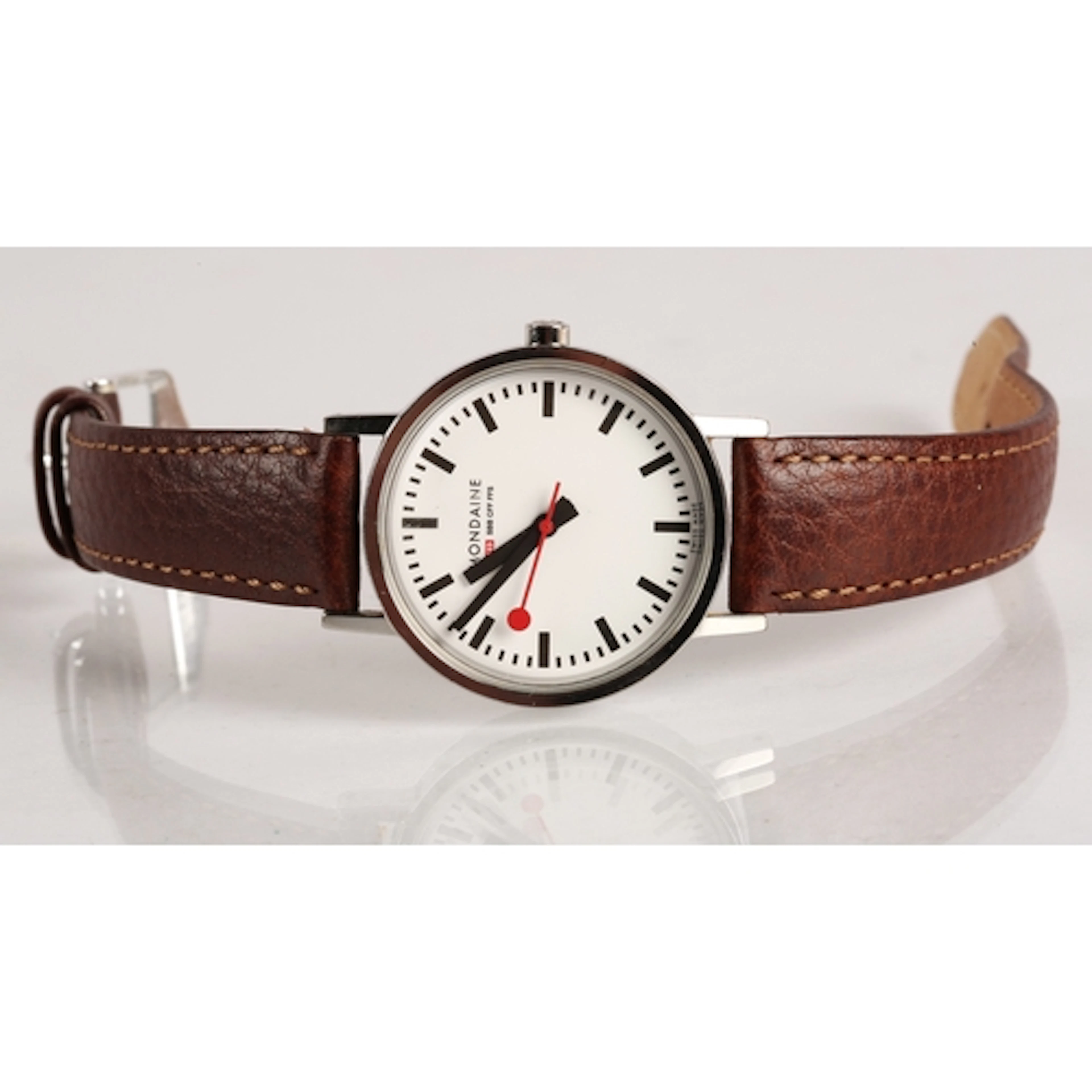 Mondaine Swiss railway watch on leather strap