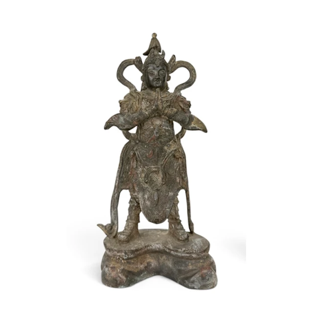 A CHINESE BRONZE BUDDHA 28cm H