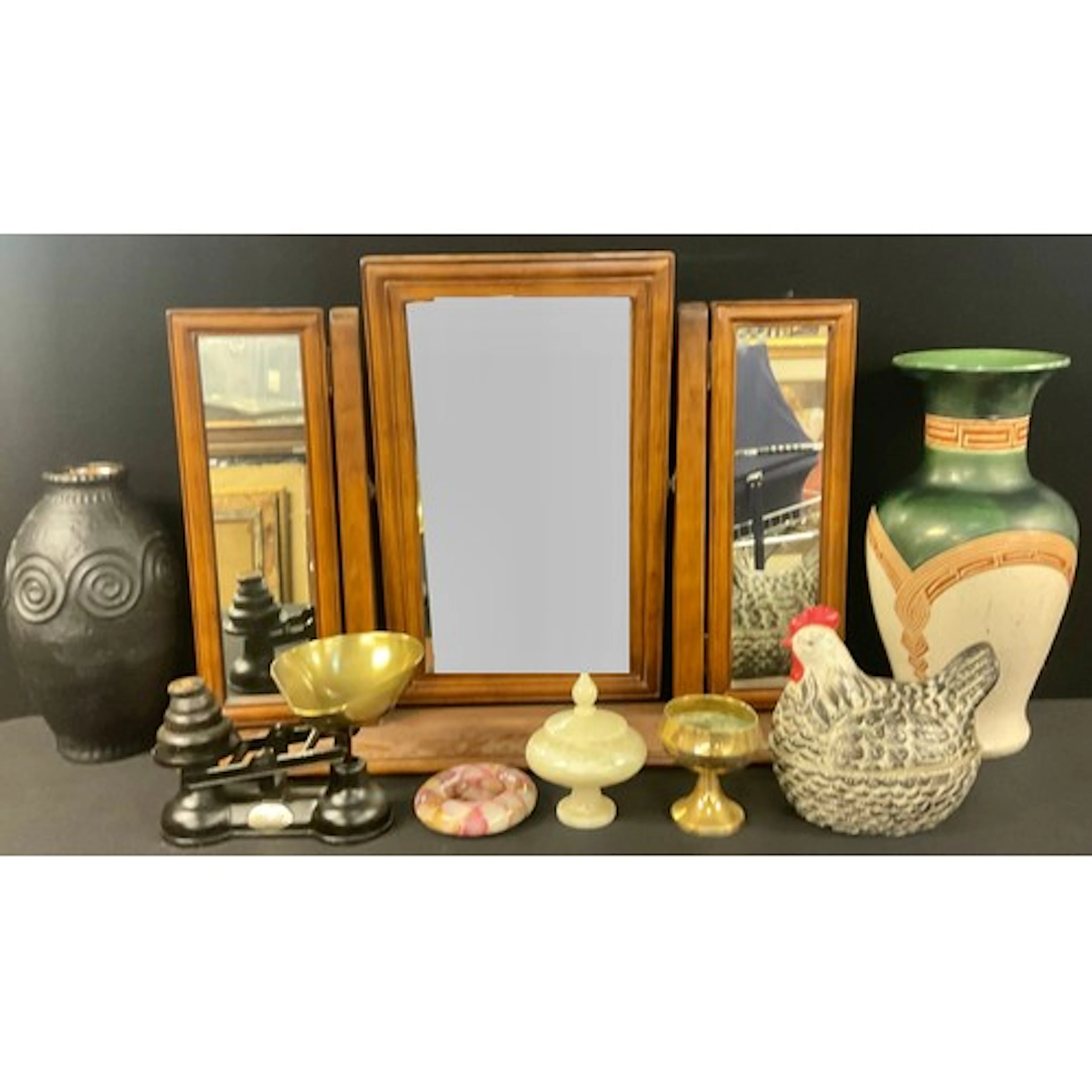 Boxes & Objects - A pink onyx marble ash tray, pair of large...