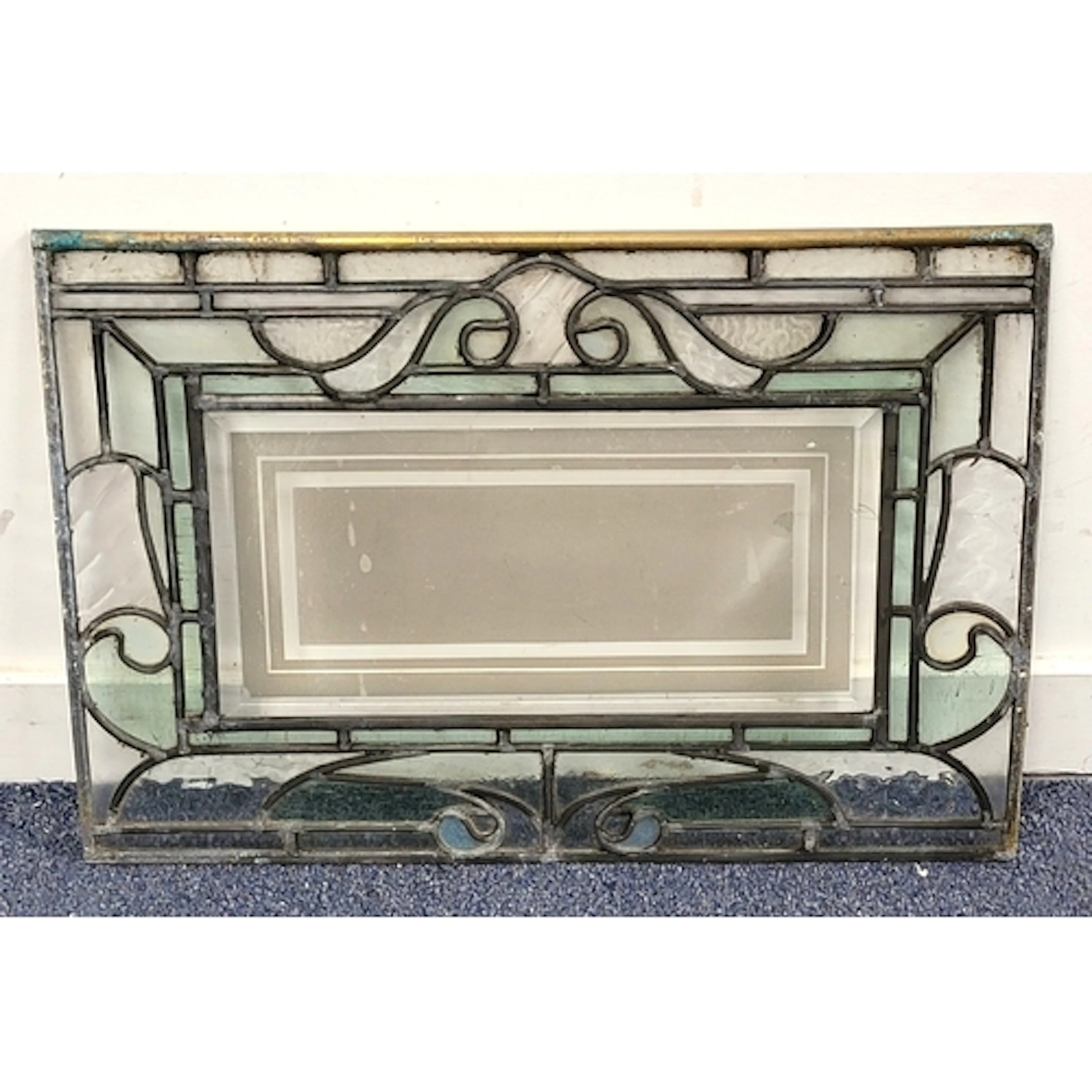 EARLY 20th CENTURY LEADED STAINED GLASS PANEL with opalescen...
