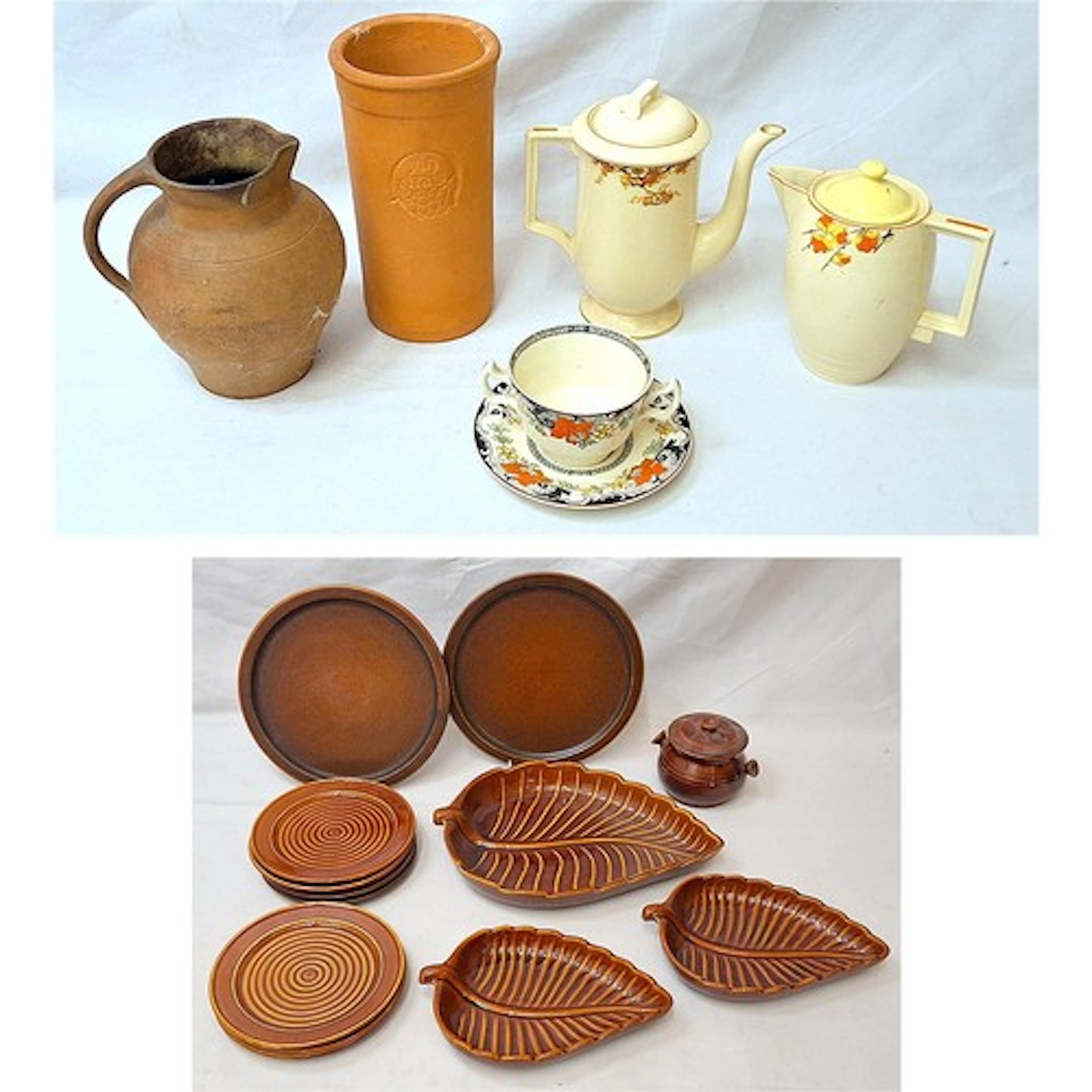 Vintage Ceramics incl. 2 handled cup & saucer Crown Ducal or...