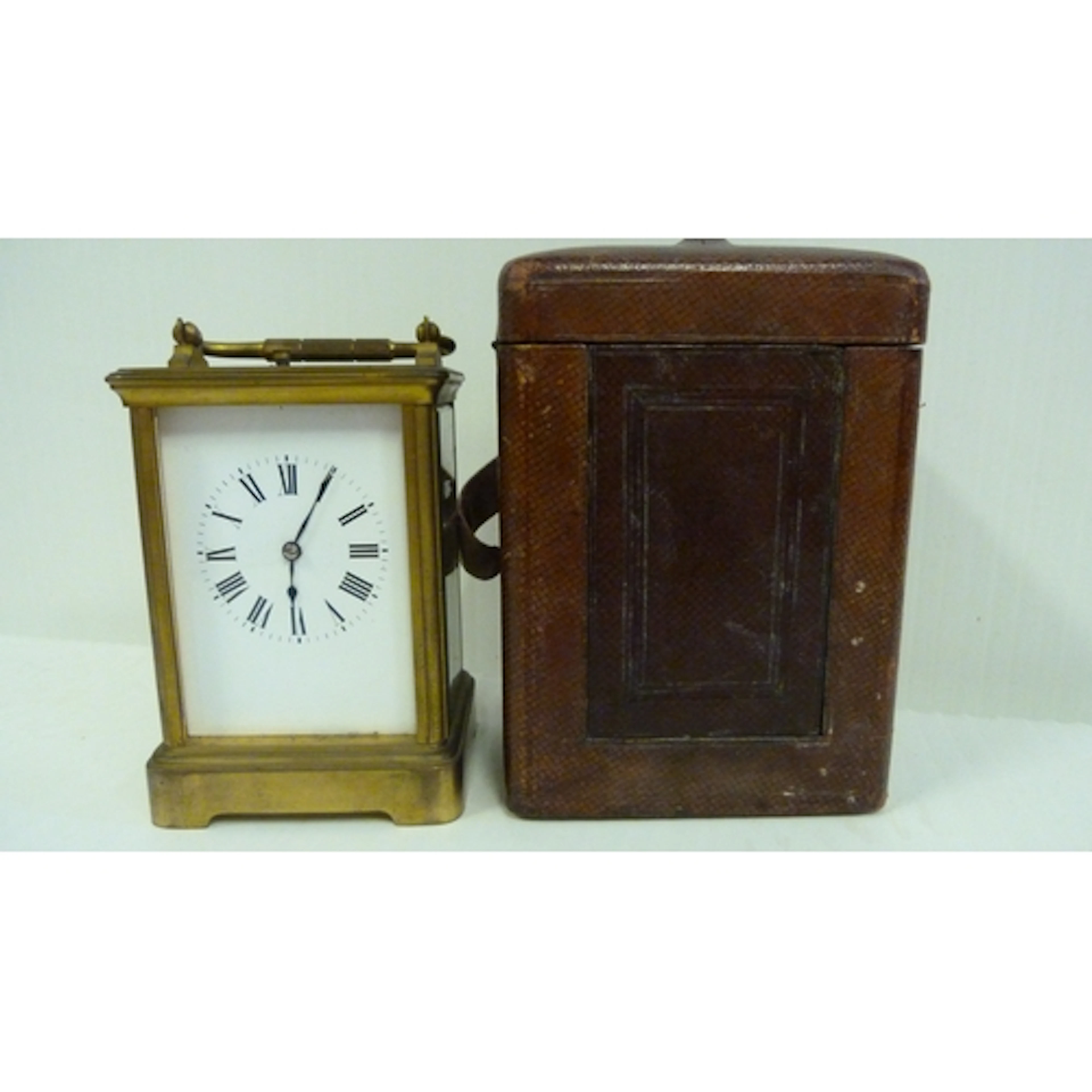 French gilt brass four glass repeating carriage clock, c. la...