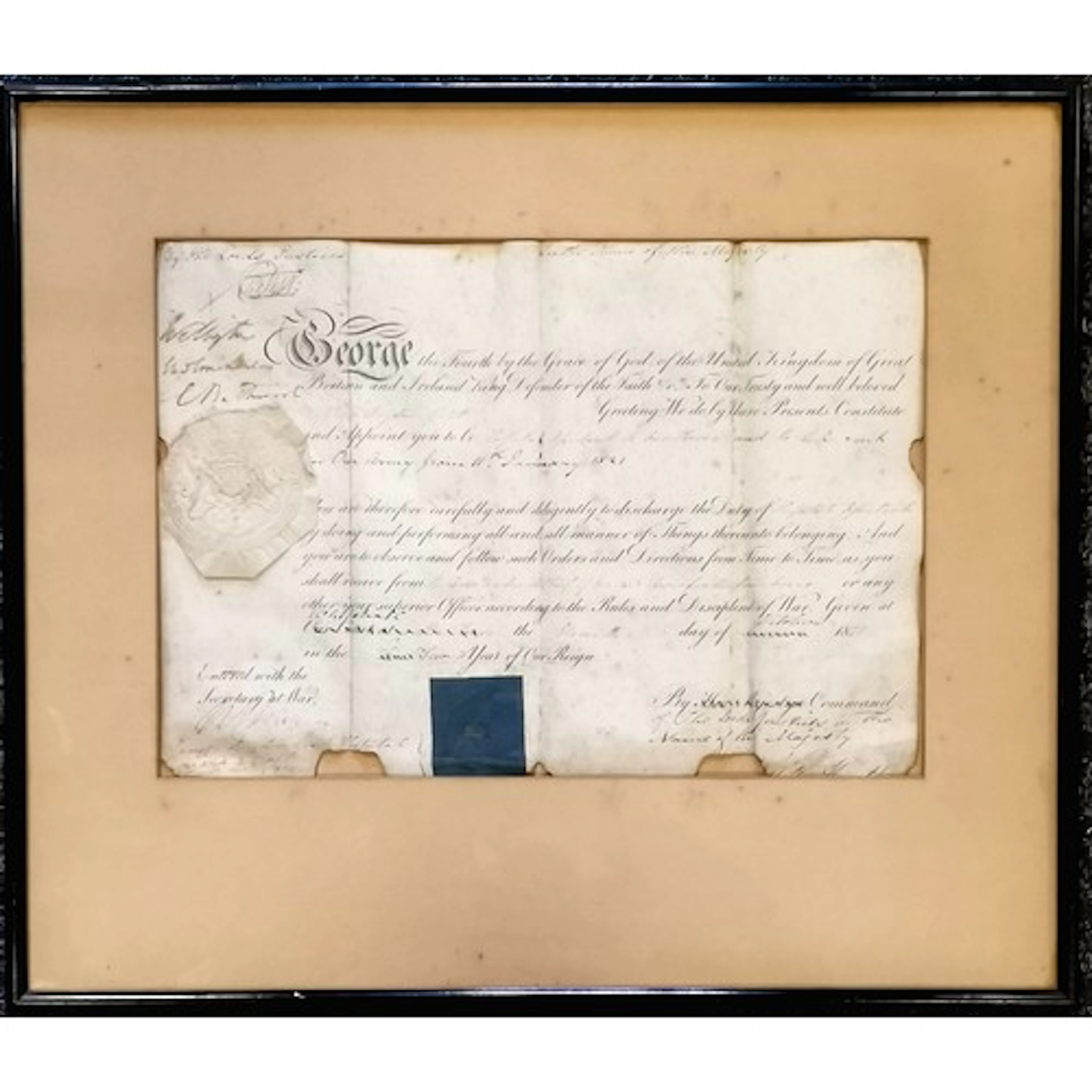 1821 framed George IV document appointing James Brydon as Ho...