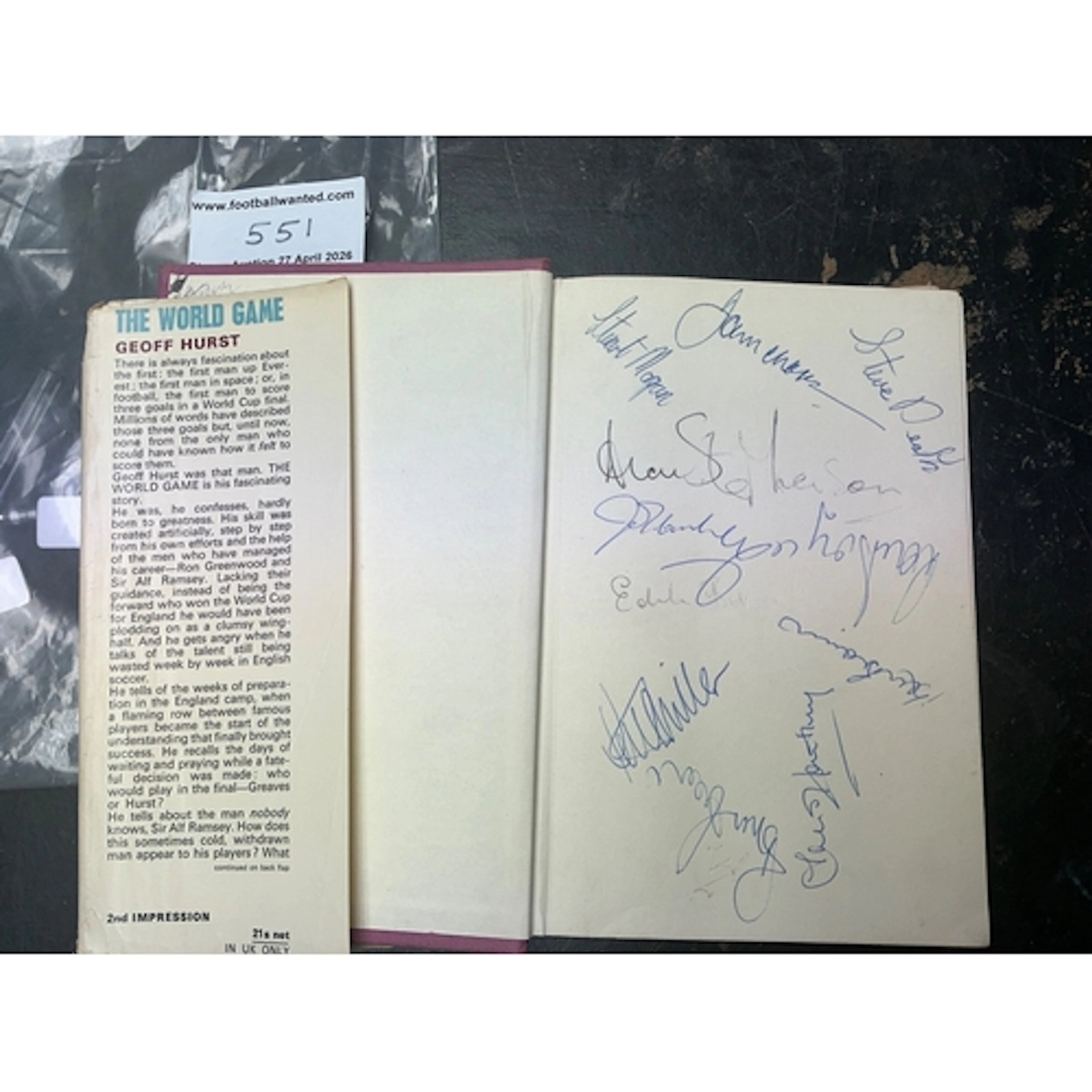 West Ham Signed Football Book: The World Game by Geoff Hurst...