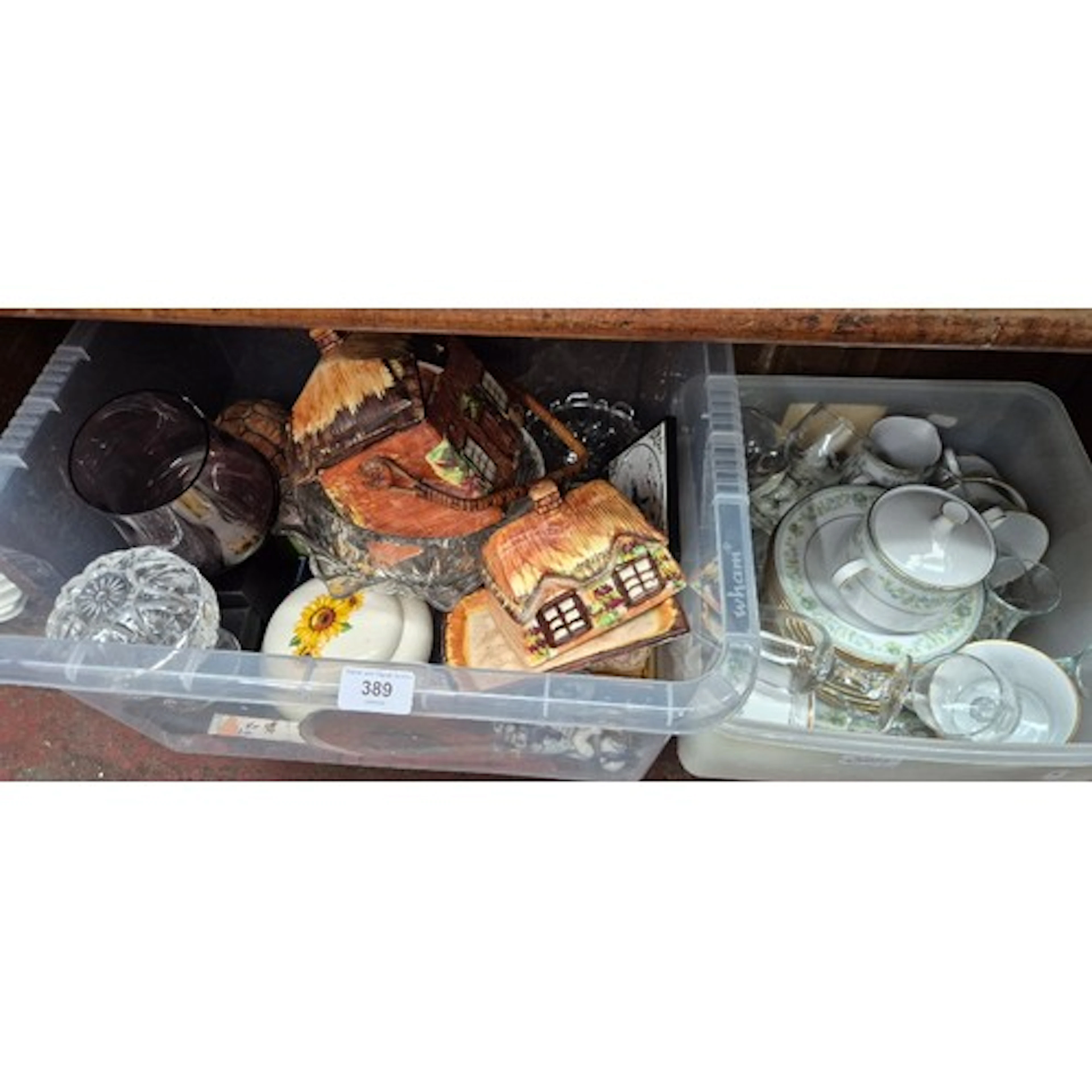 Two boxes of pottery, glassware and Noritake Spring Meadow c...