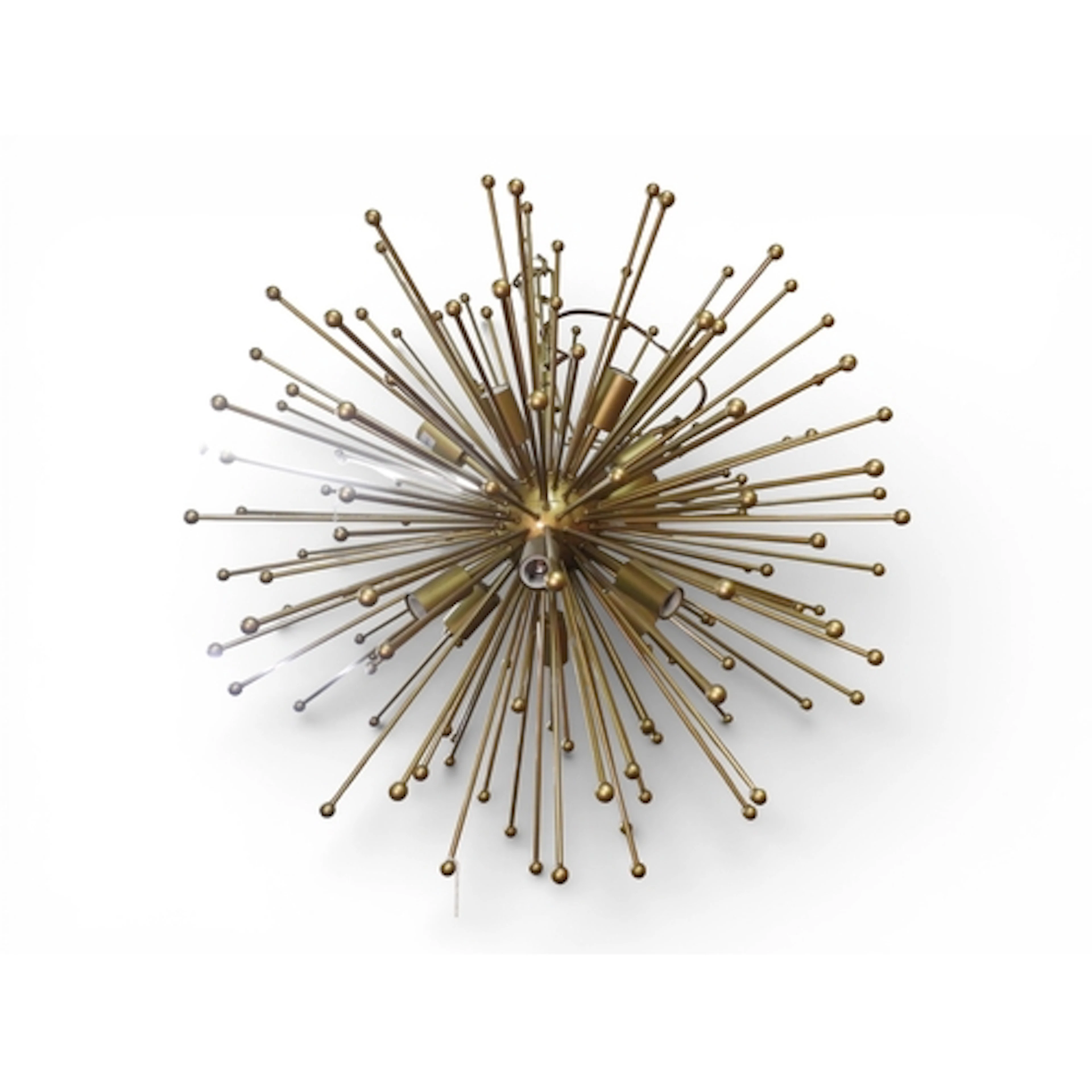 A contemporary Atomic style brass coloured chandelier with t...