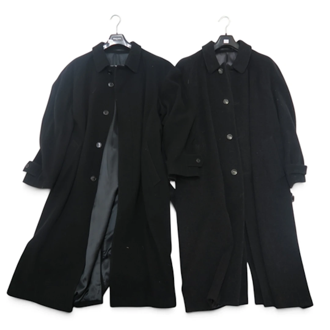 A wool blend Rochas coat, another by Van Gils, and two Burbe...