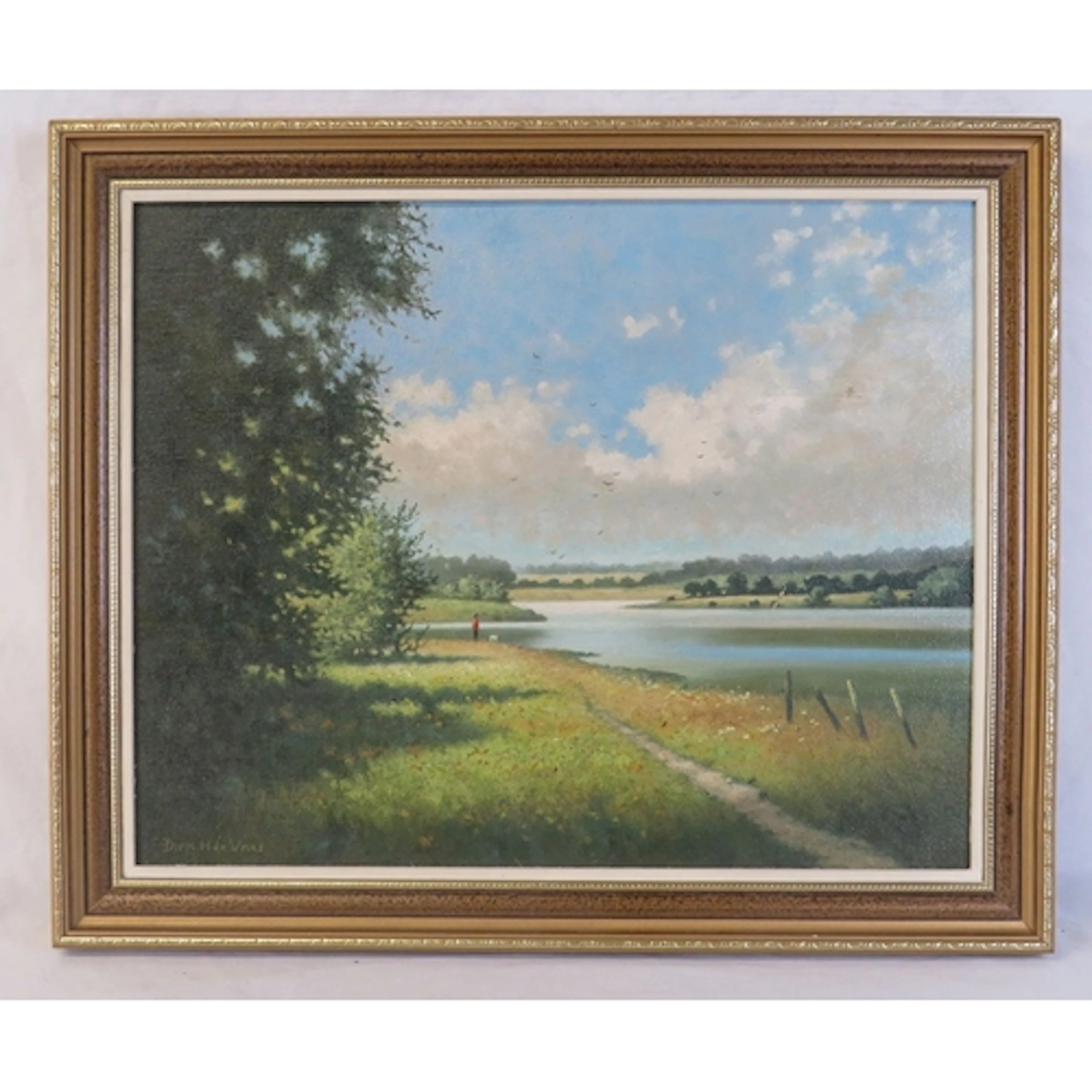 Framed Oil/Acrylic on Board, landscape scene, by Dirk De Vri...