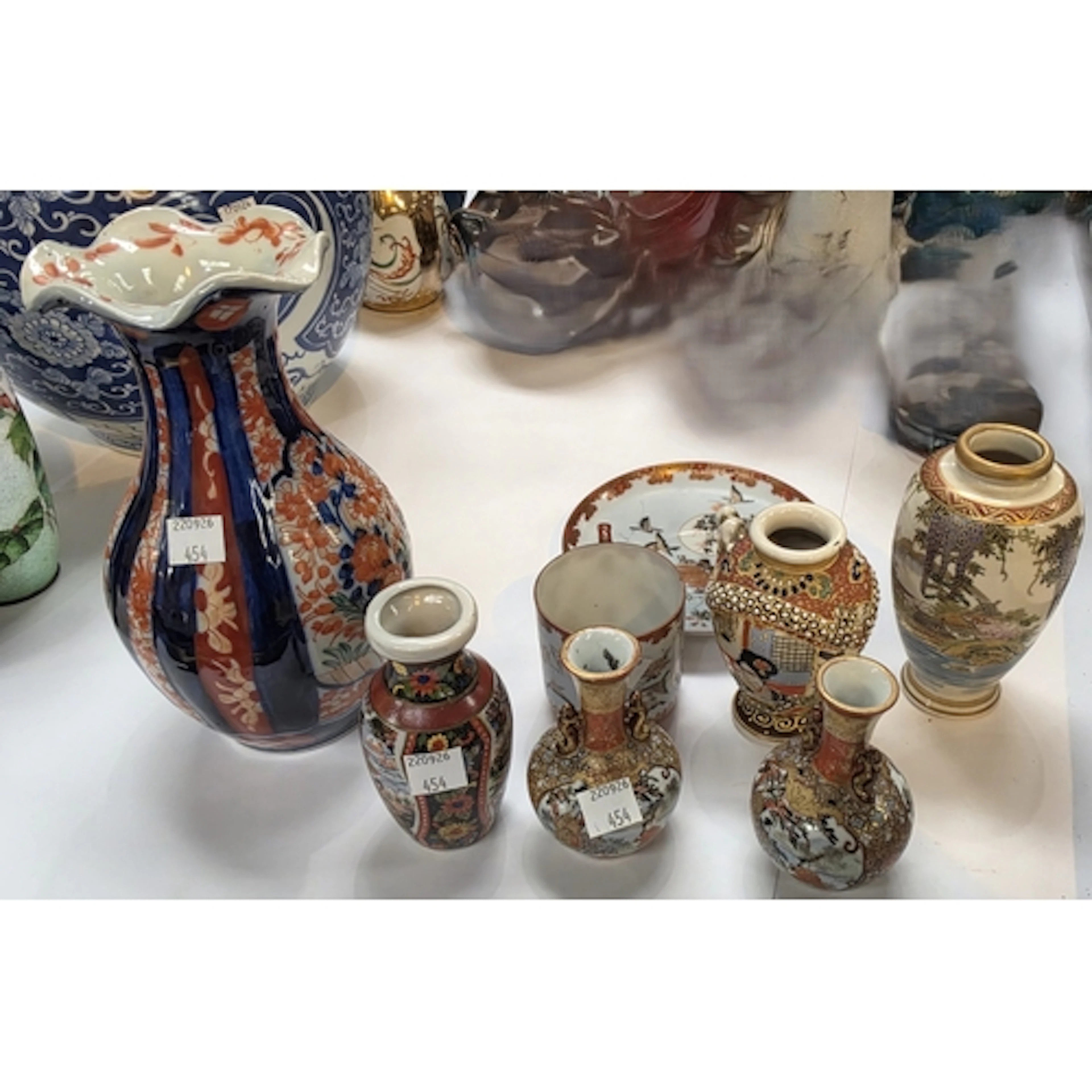 A pair of miniature Japanese Kutani porcelain vases, 9cm, a ...