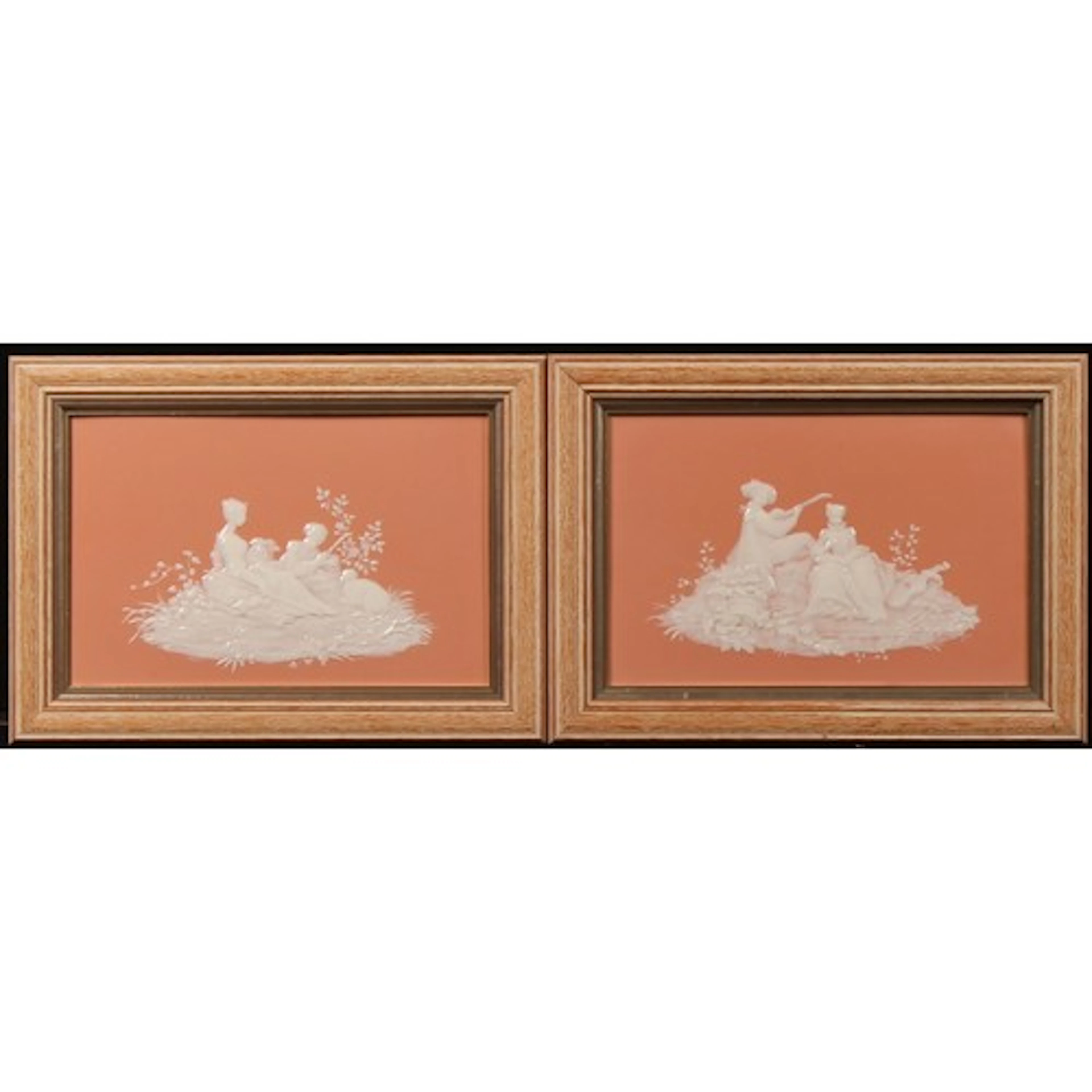A near pair of J. H. Cope & Co pâte-sur-pâte porcelain plaqu...