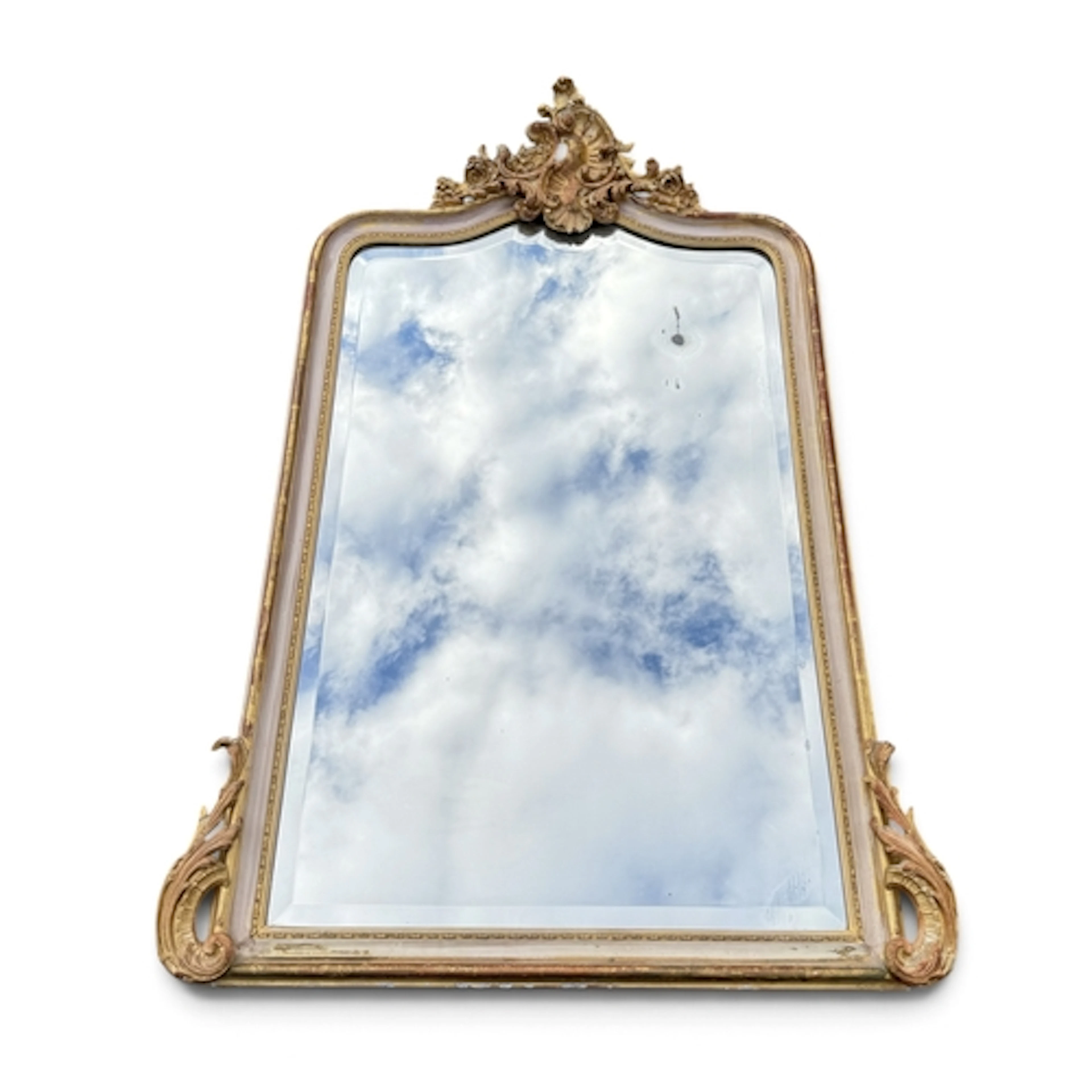 A LATE 19TH CENTURY FRENCH GILTWOOD AND GESSO FRAME WALL MIR...