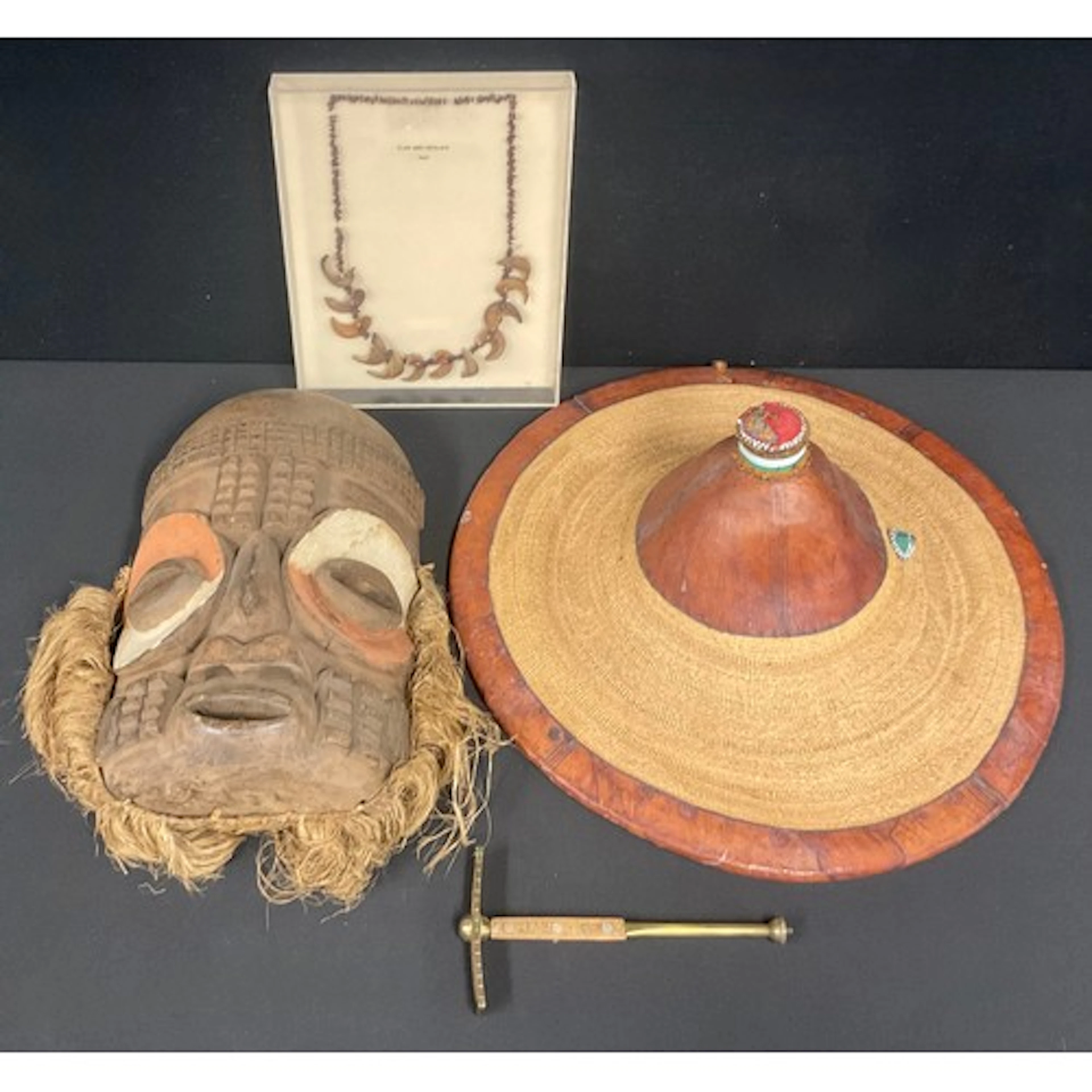Tribal Art - a Haitian claw seed necklace, 29cm drop, collec...