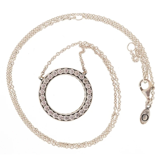 Pandora, silver clear stone eternity ring design necklace, 4...