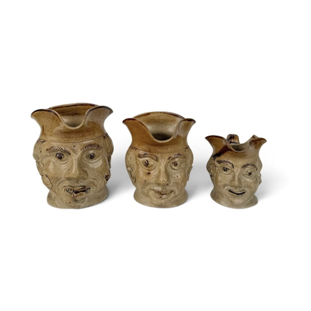 THREE GRADUATED ENGLISH 19TH CENTURY SALT-GLAZED STONEWARE C...