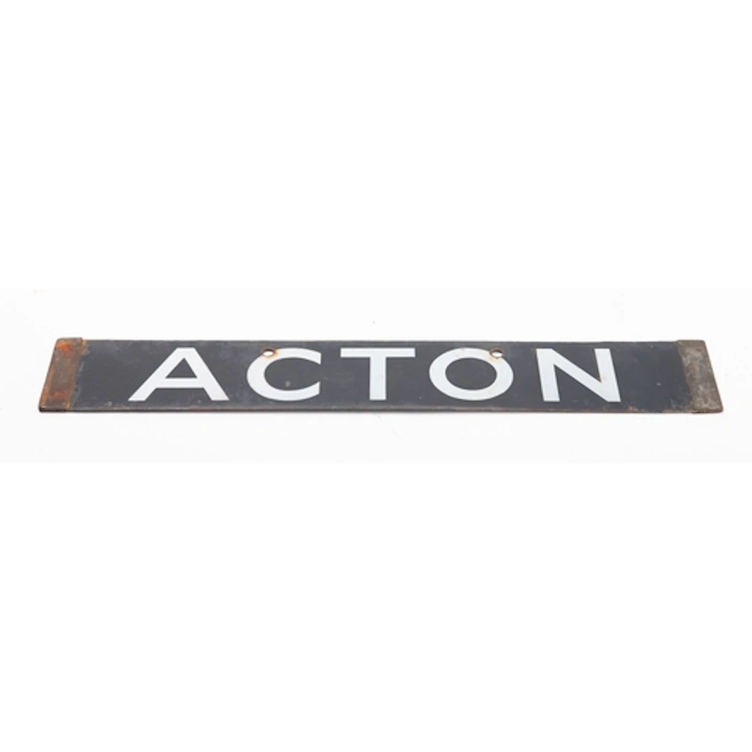 A 20th century double sided enamel railway sign 'Acton/Houns...