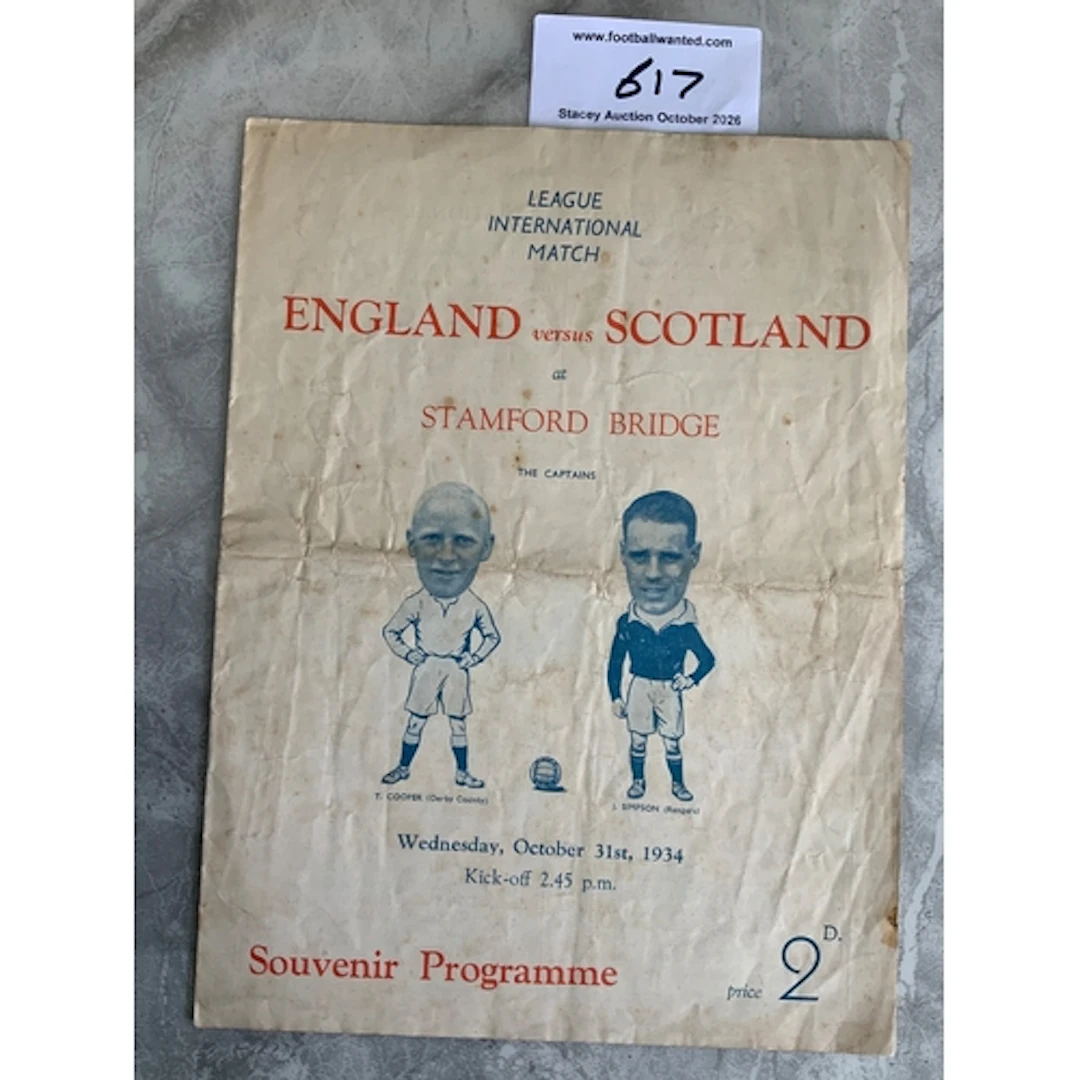 1934 Football League v Scottish League Football Programme: F...