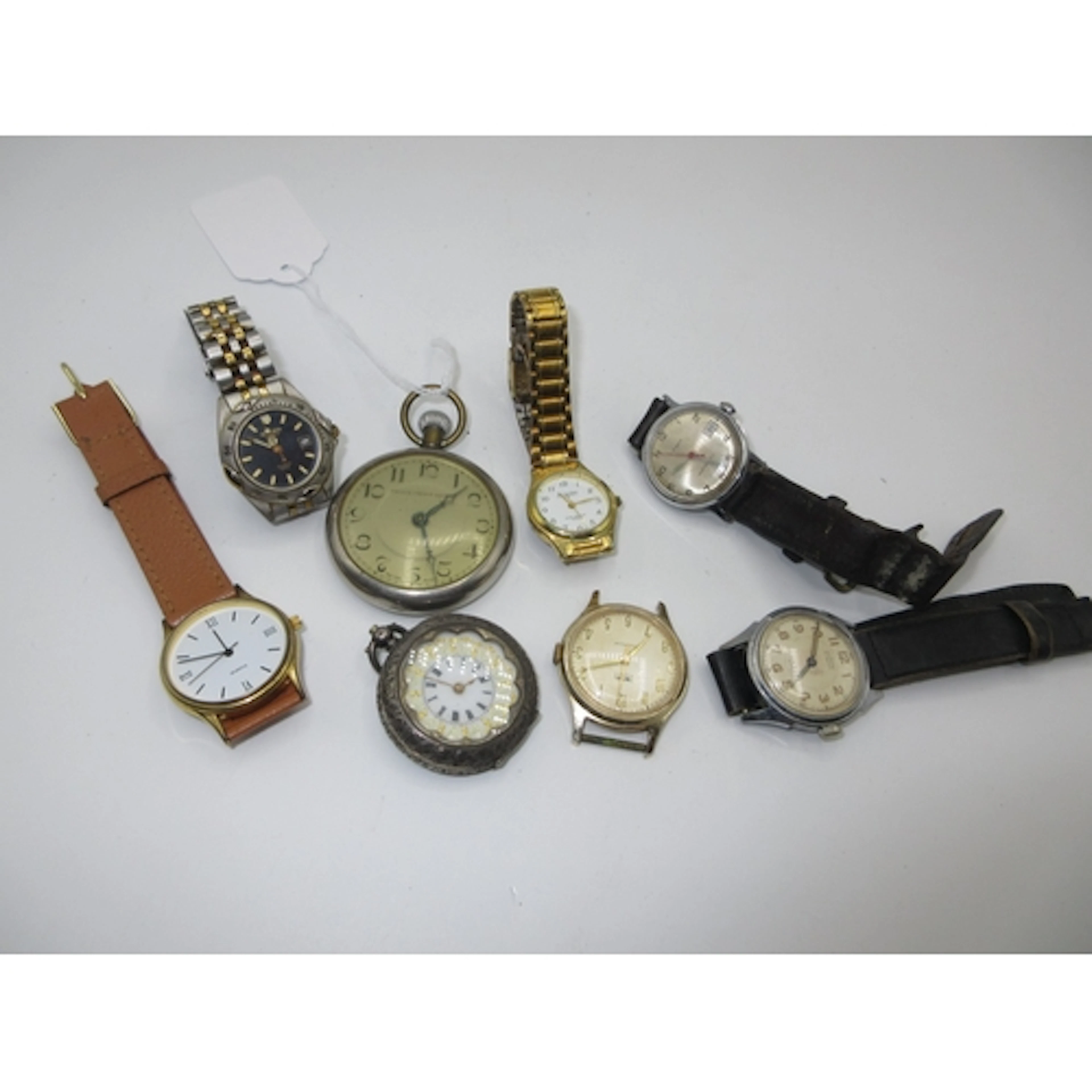 Engraved Silver Fob Watch and Various Wristwatches
