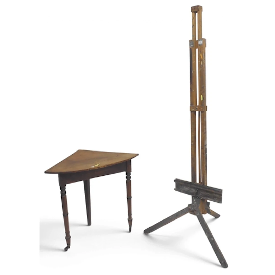 A lot comprising an early 20th century pine folding artists ...
