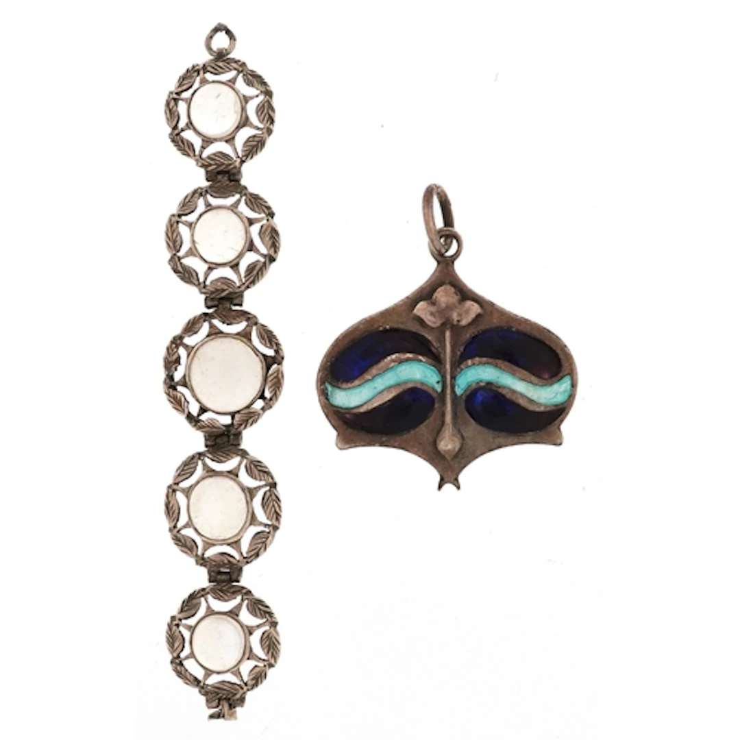 Art Nouveau silver and guilloche enamel pendant, Birmingham ...