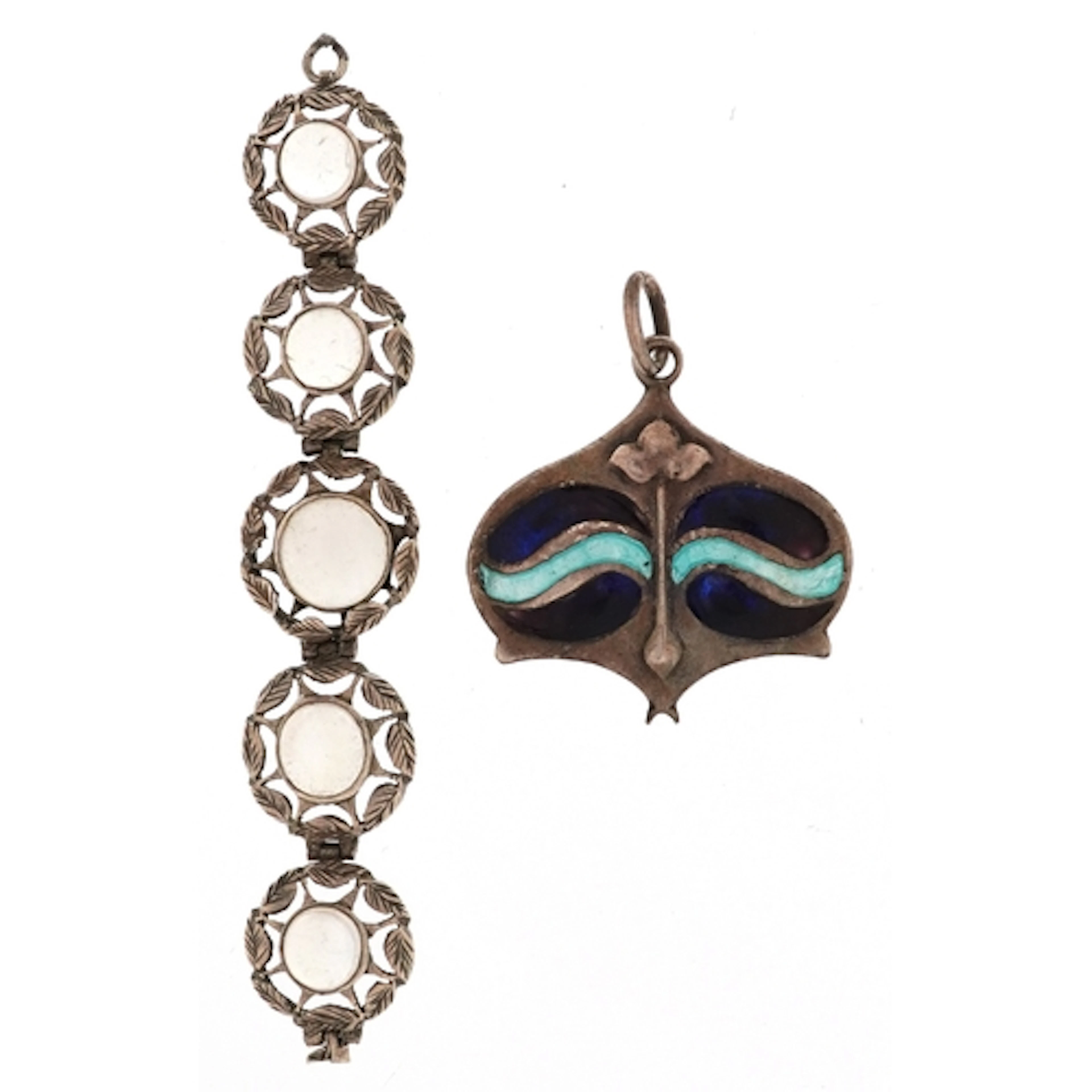 Art Nouveau silver and guilloche enamel pendant, Birmingham ...