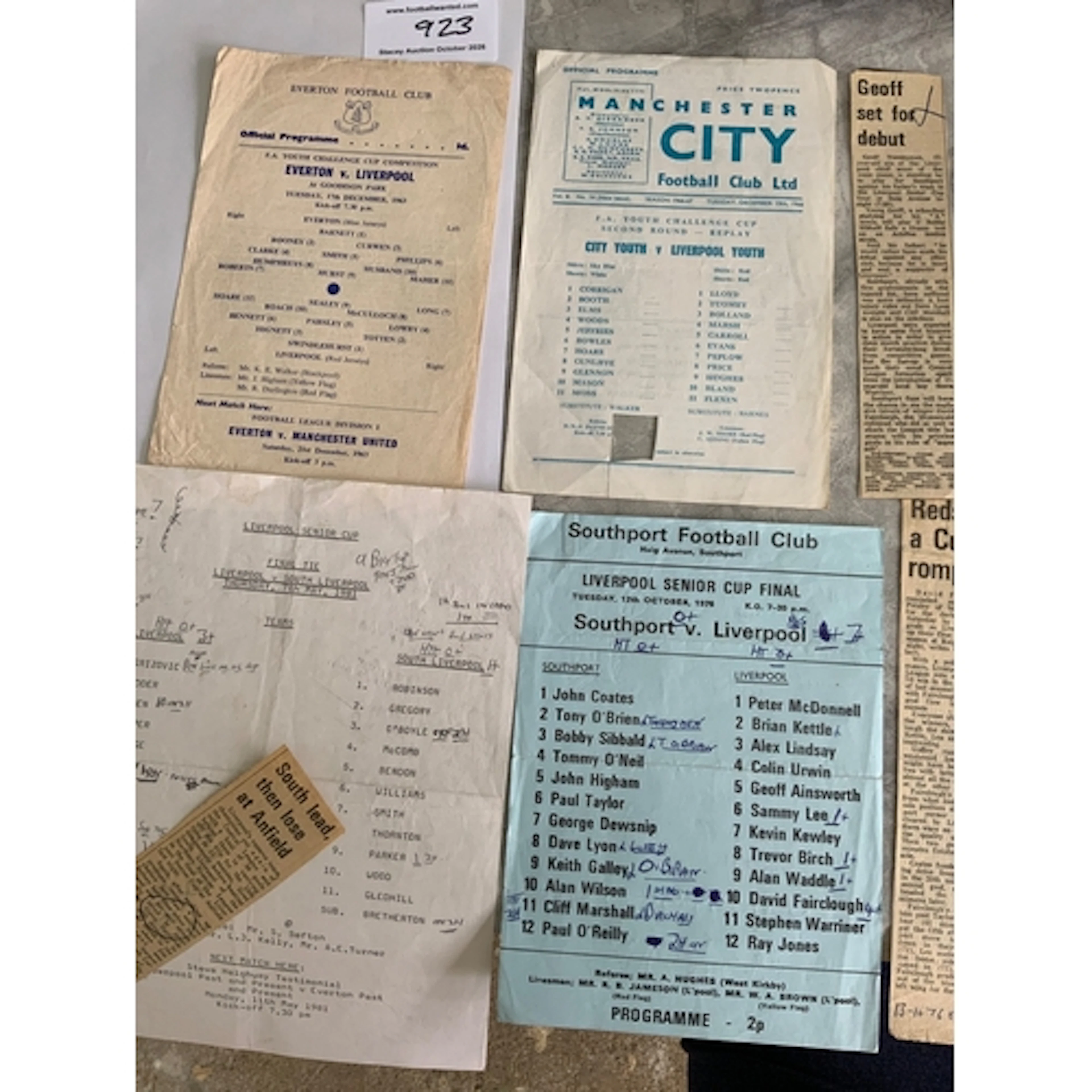 Liverpool Youth + Senior Cup Football Programmes: Away youth...