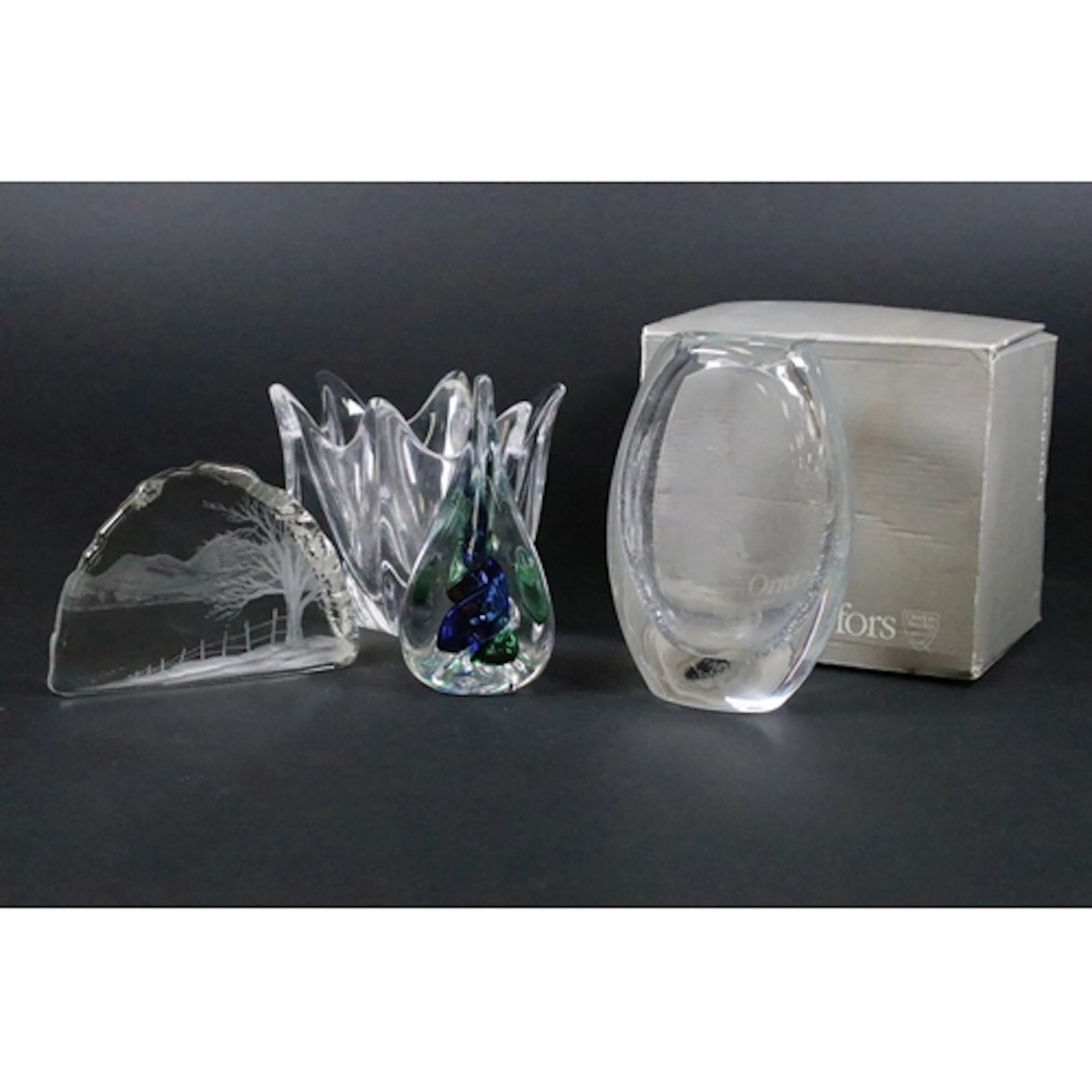 Four items of glass including Graziella Caviili teardrop gla...