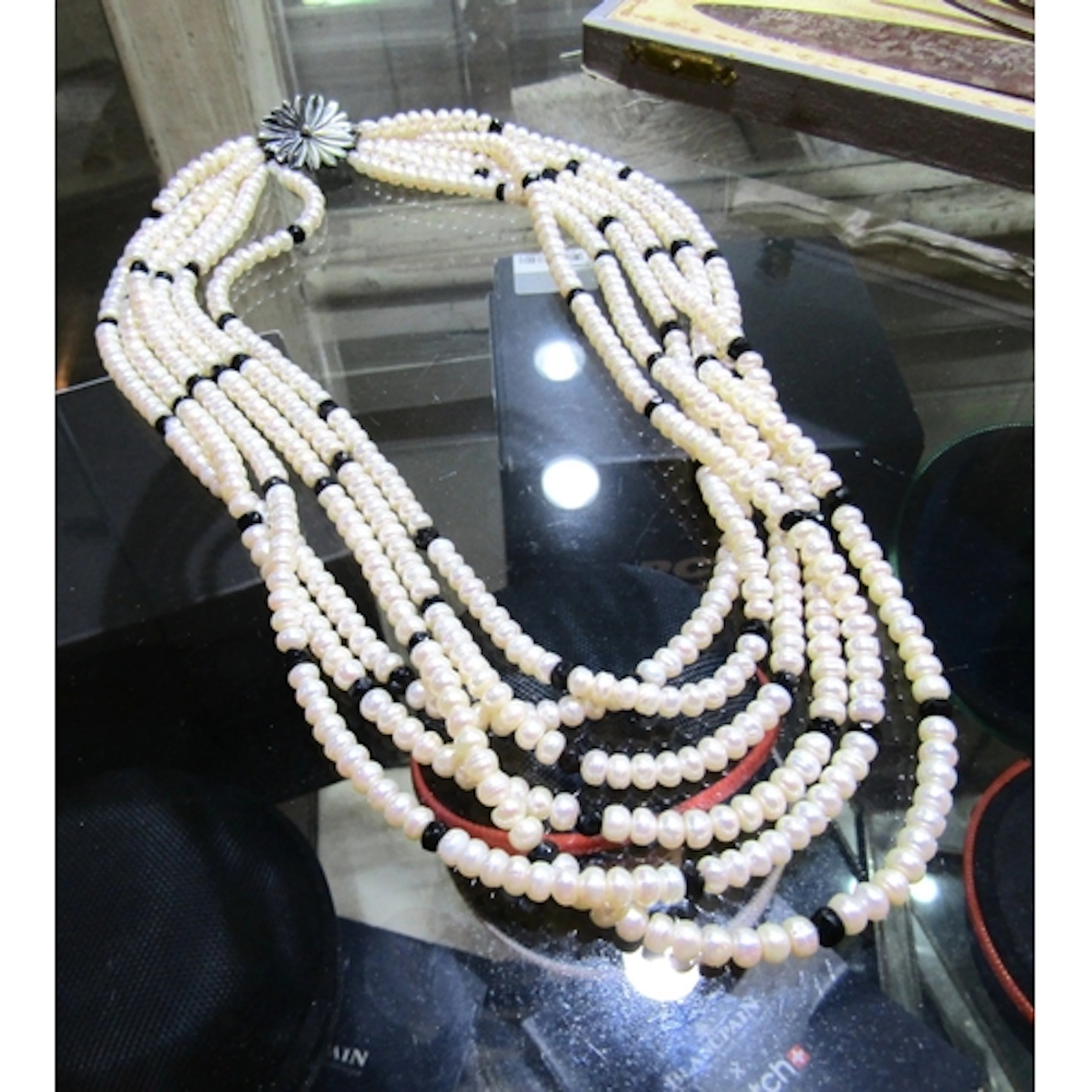 Silver Clasp Pearl Multi Strand Ladies Necklace